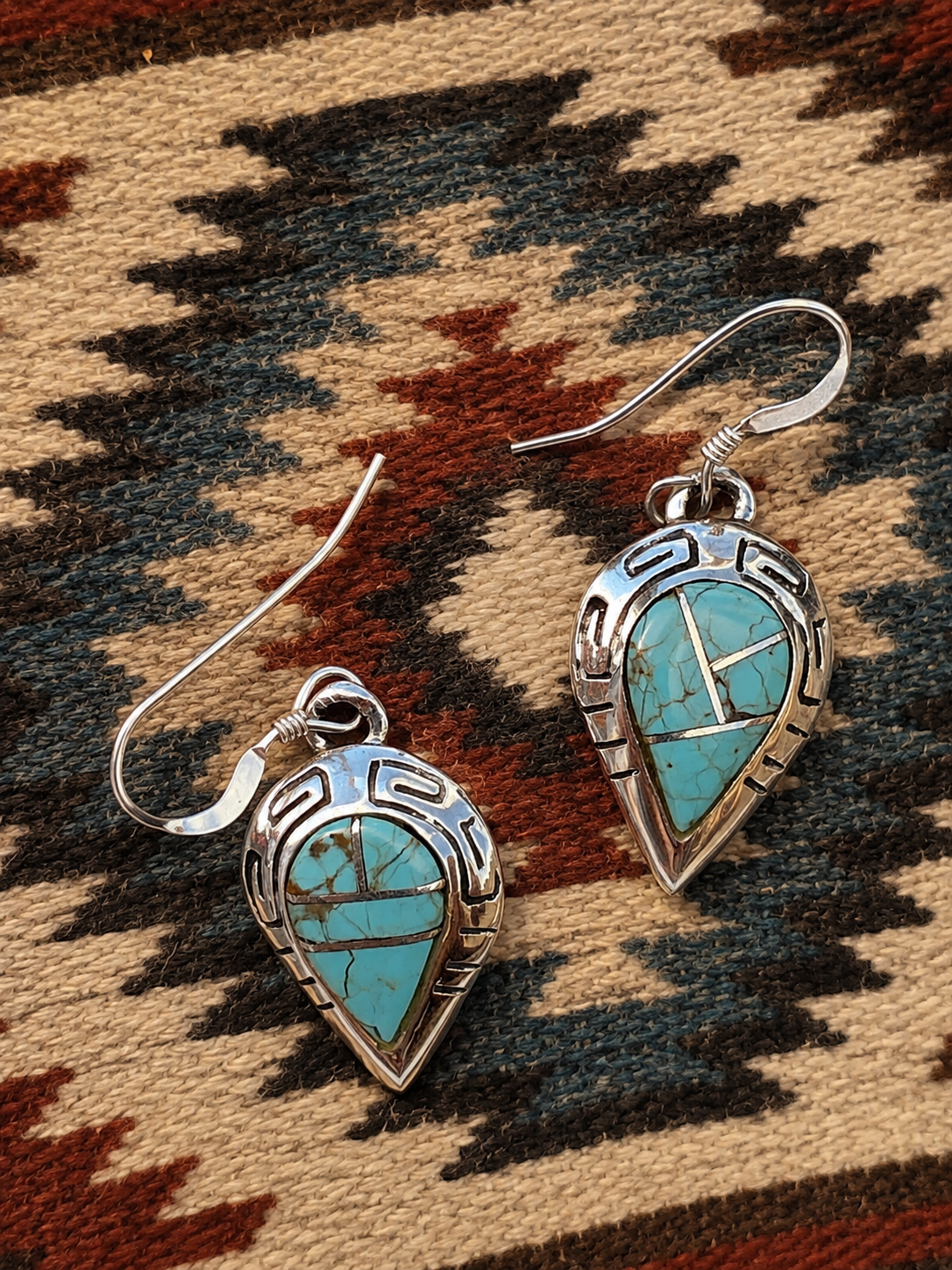 Handcrafted Turquoise 8 & Sterling Silver Drop Dangle Earrings