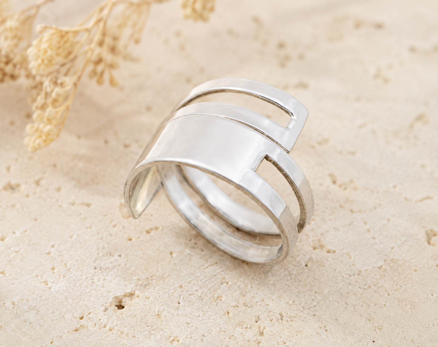 Fold Over Sterling Silver Ring w/ Channel