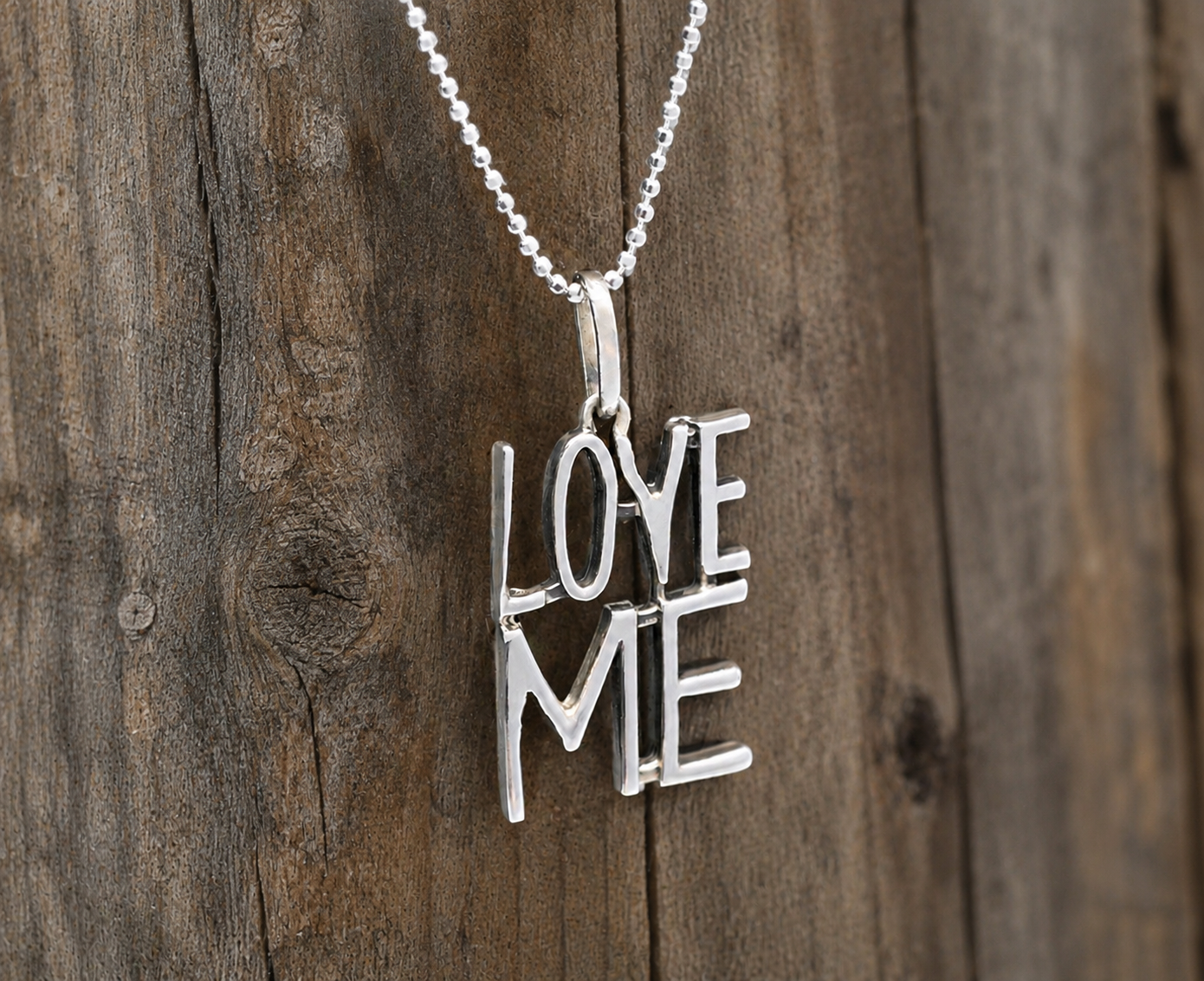 Love Me Pendant Sterling Silver Necklace