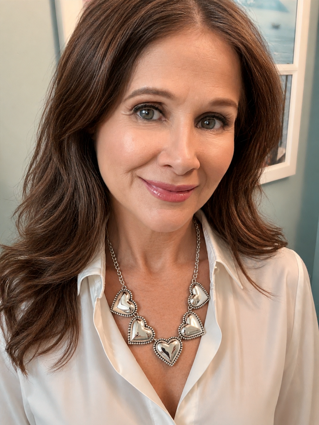 Silver-Plated Five Heart Necklace