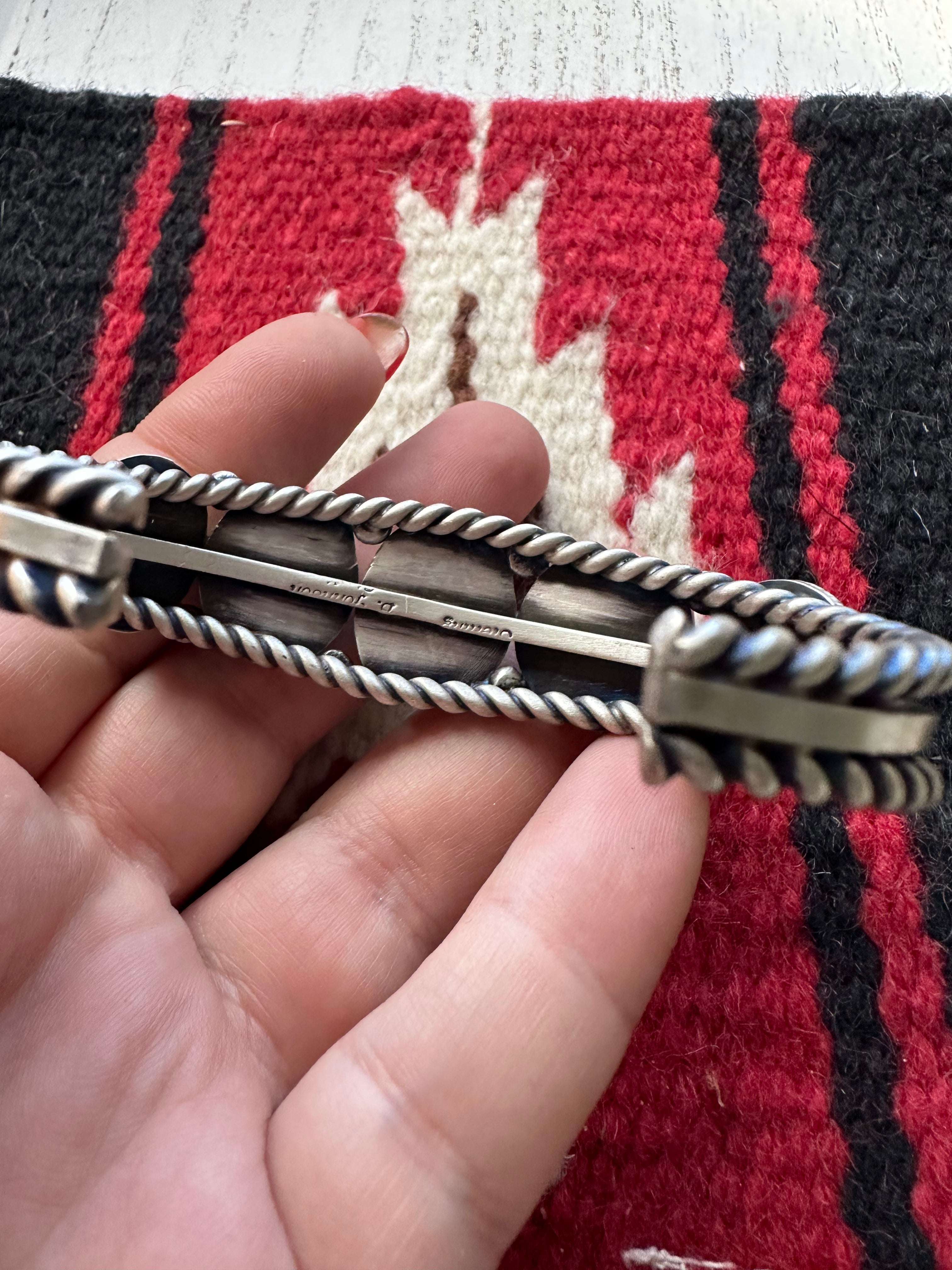 Navajo Sterling Silver & Turquoise 5 Stone Cuff Bracelet By B Johnson /