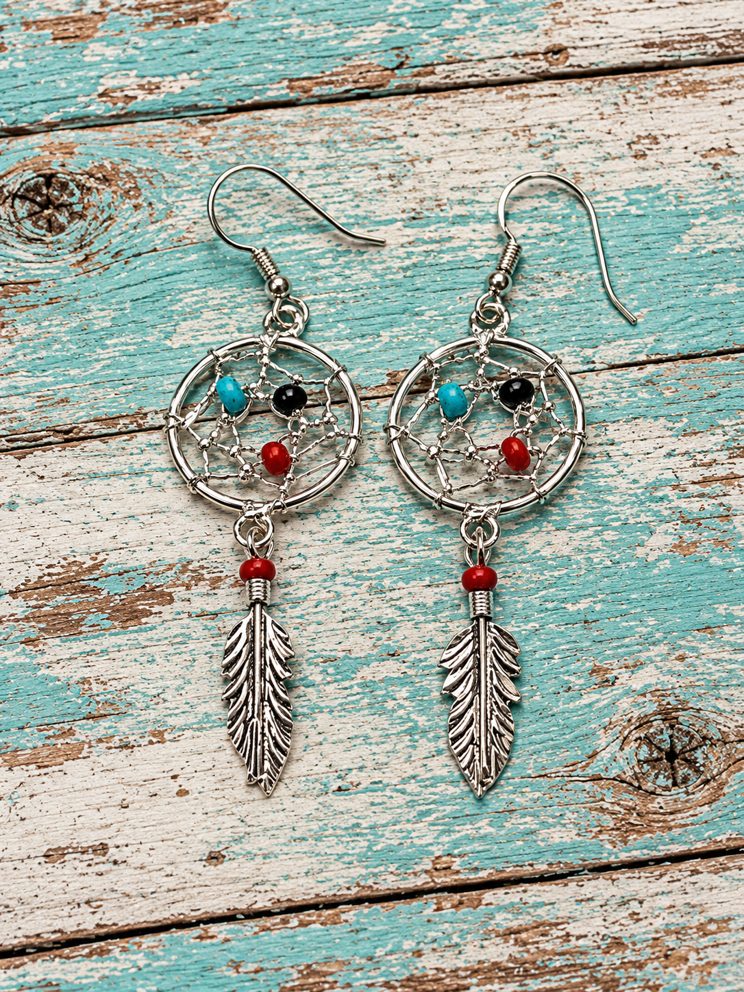 Handmade Multi Stone & Sterling Silver Dreamcatcher Earrings