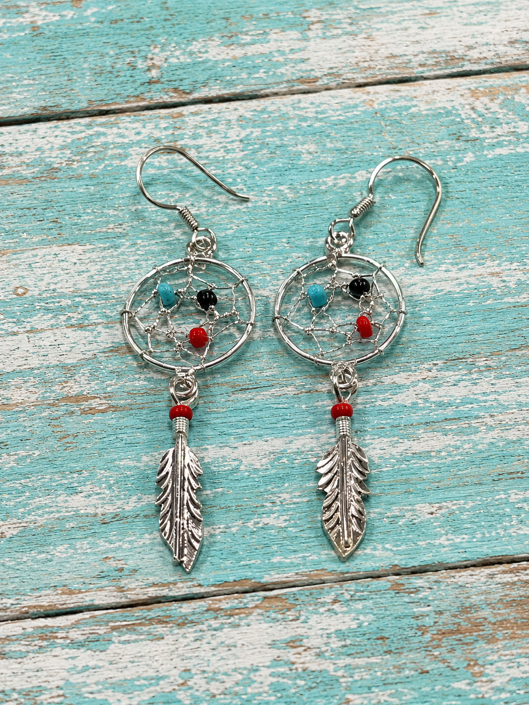 Handmade Multi Stone & Sterling Silver Dreamcatcher Earrings