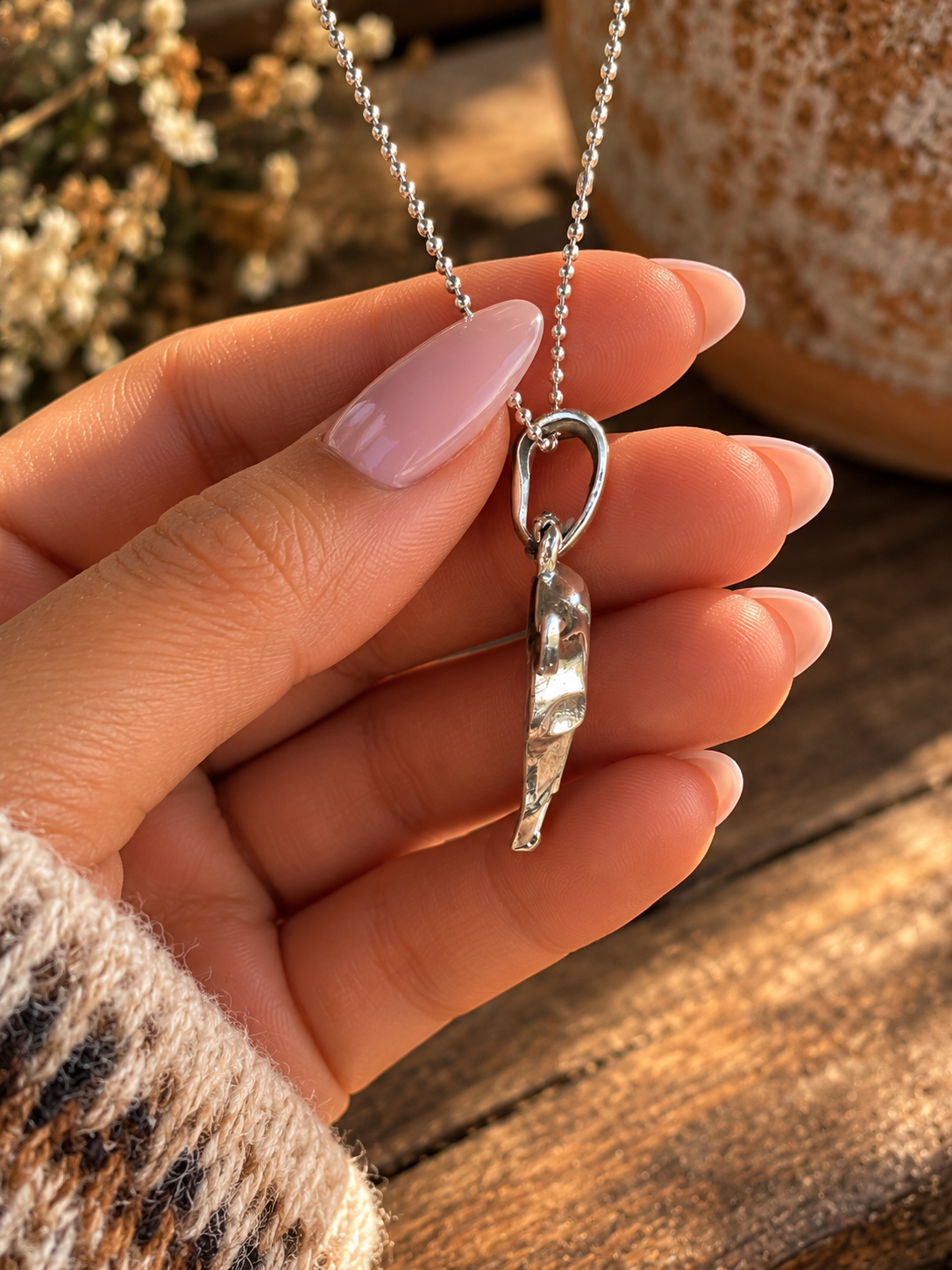 Sterling Silver Steer Head Necklace- Sm