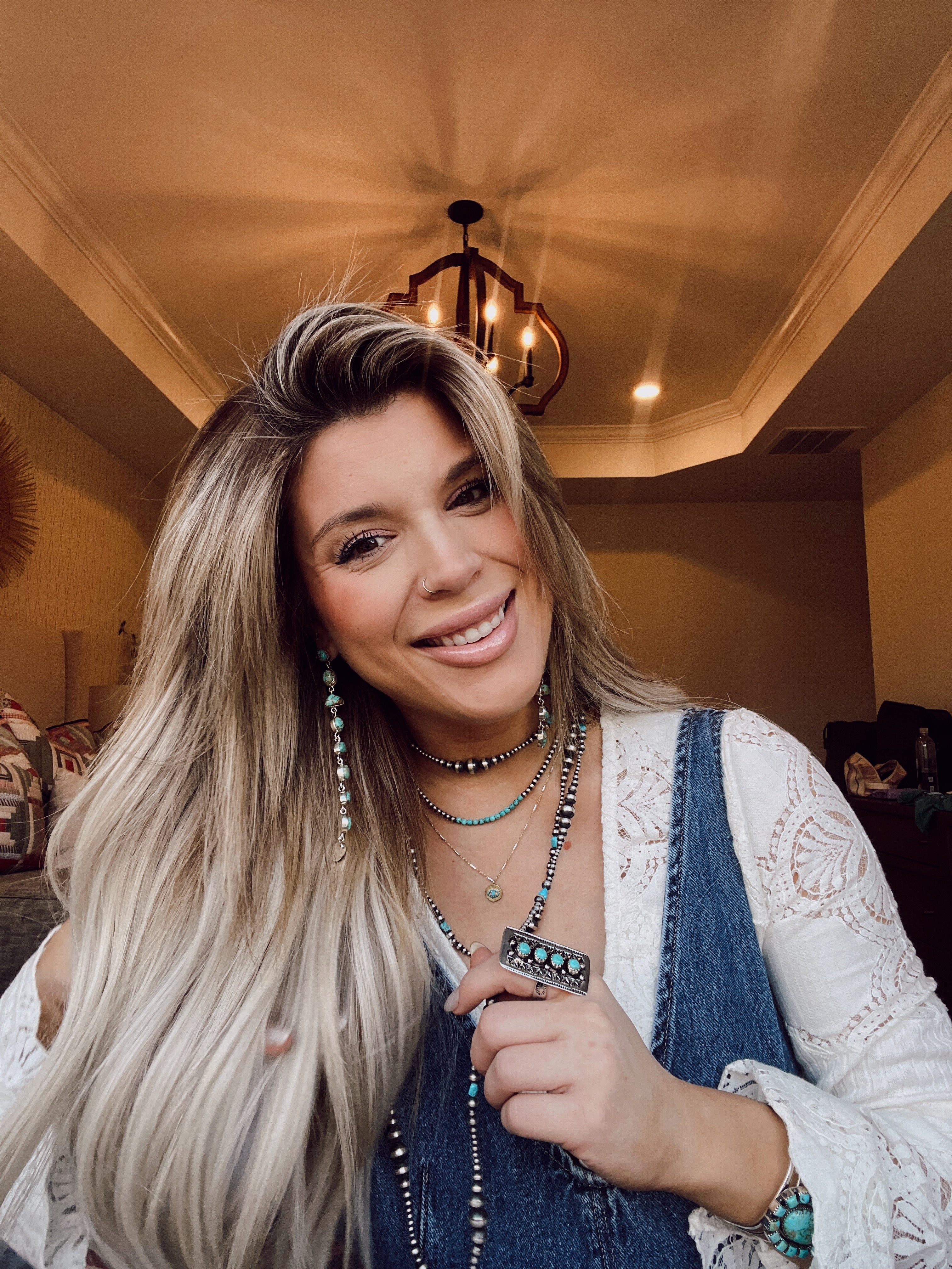 Cassidy Collection Handmade Honky Tonk Natural Royston Turquoise and Sterling Silver Dangles