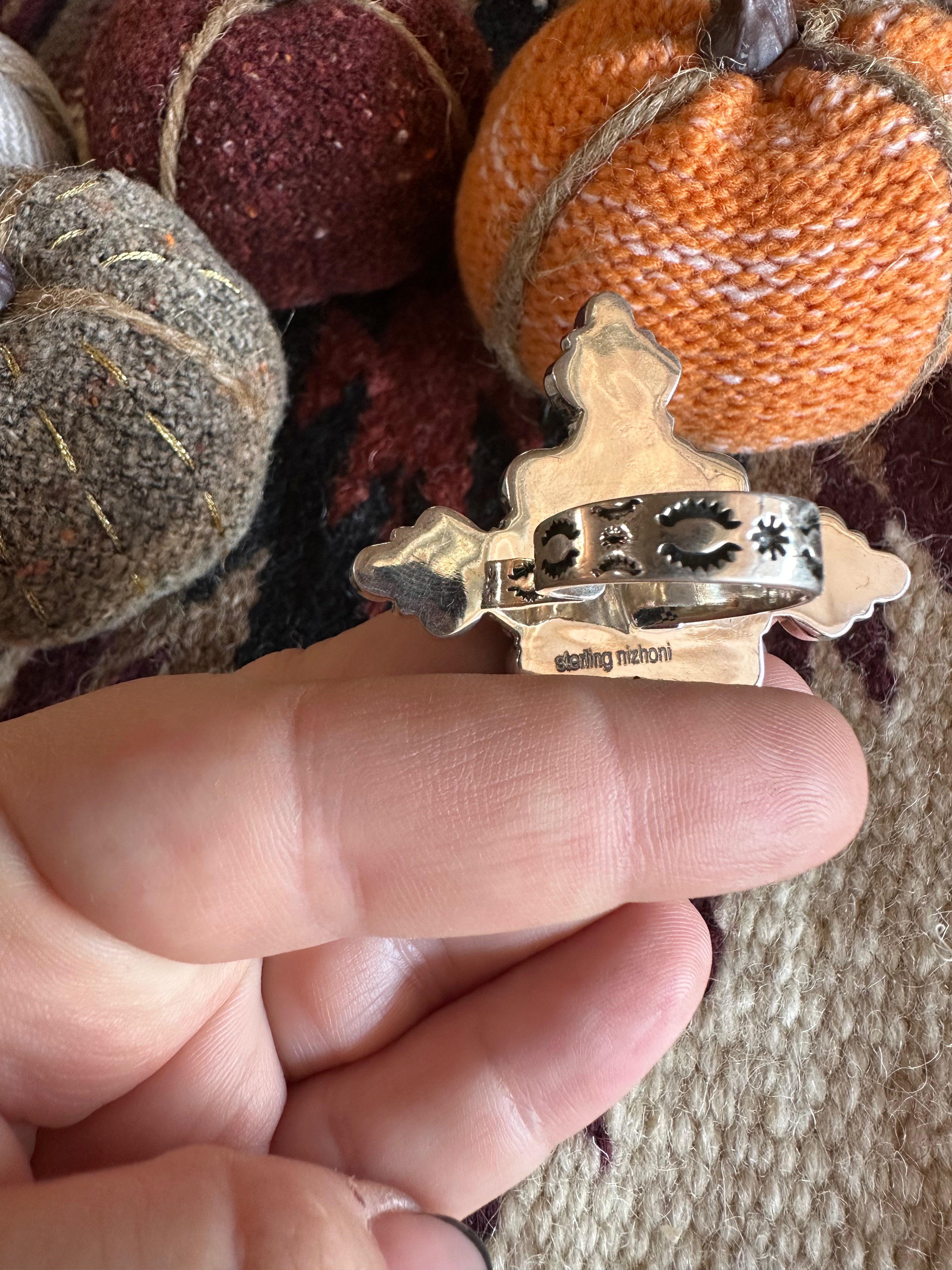 HALLOWEEN COLLECTION Nizhoni Black Onyx, Bumble Bee & Sterling Silver Adjustable Ring