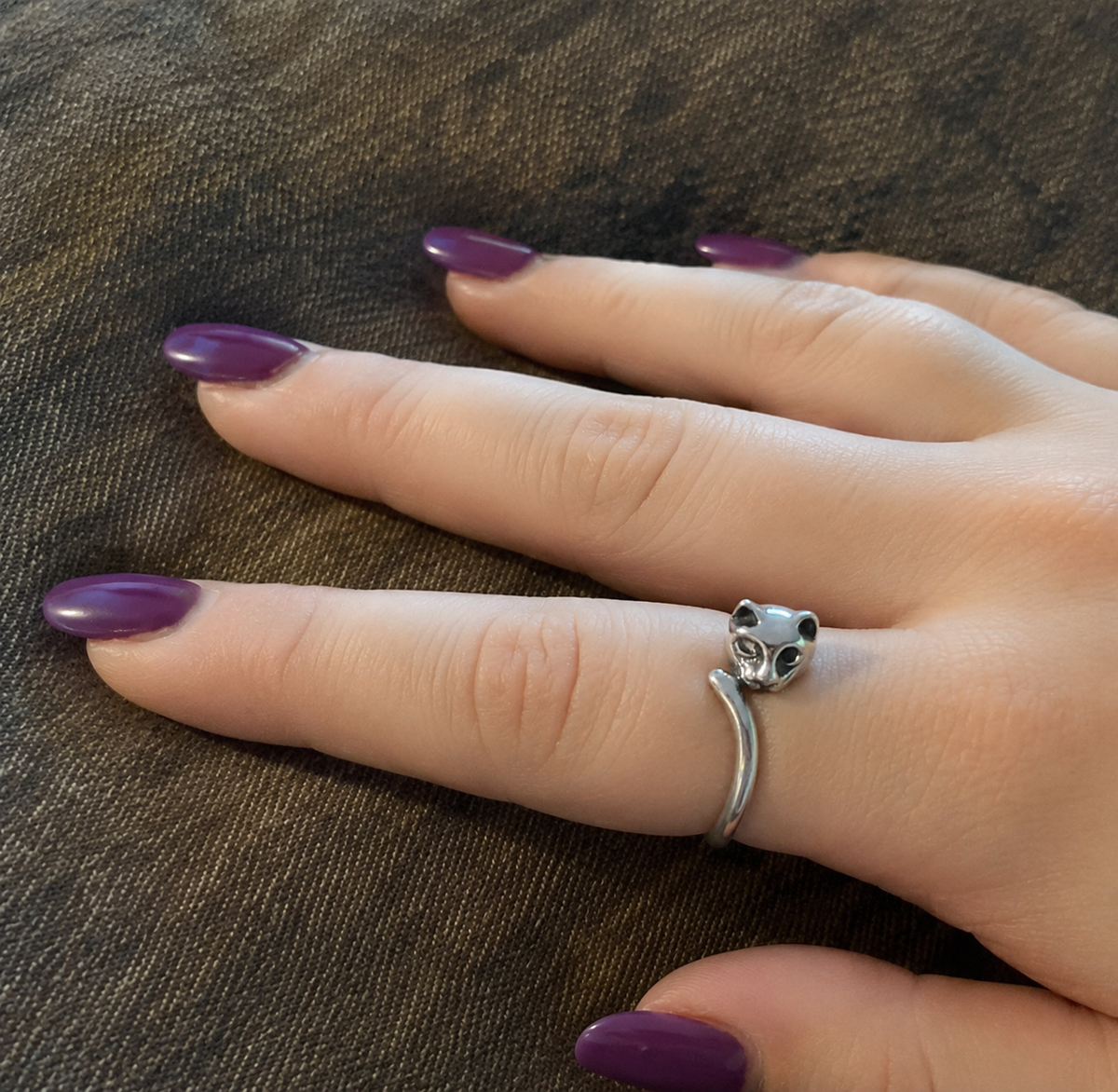 Sterling Silver Intricate Cat Ring