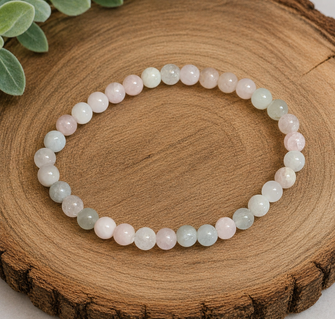 Morganite Aquamarine Kid's Beaded Stretch Bracelet