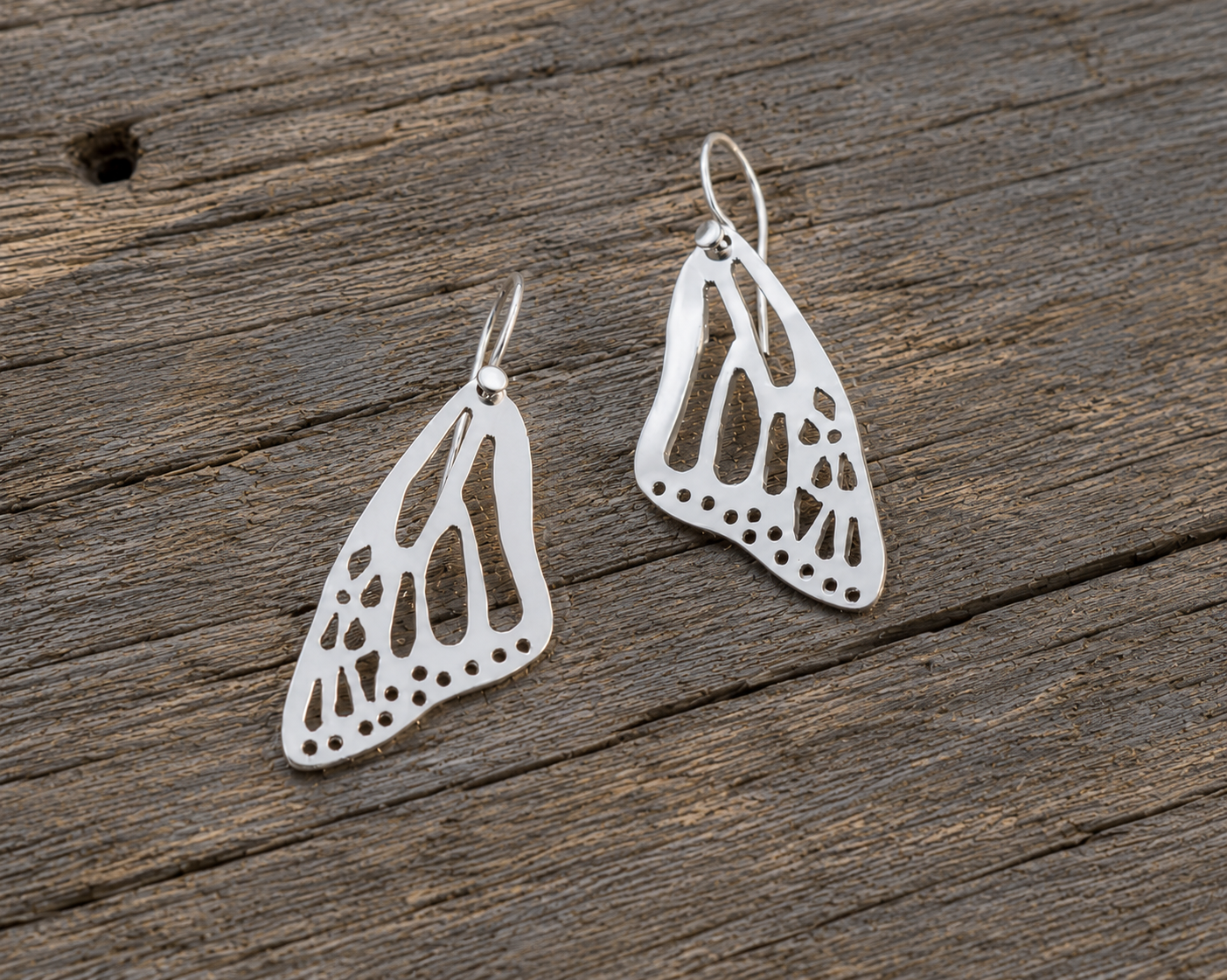 Monarch Wing Sterling Silver Earrings