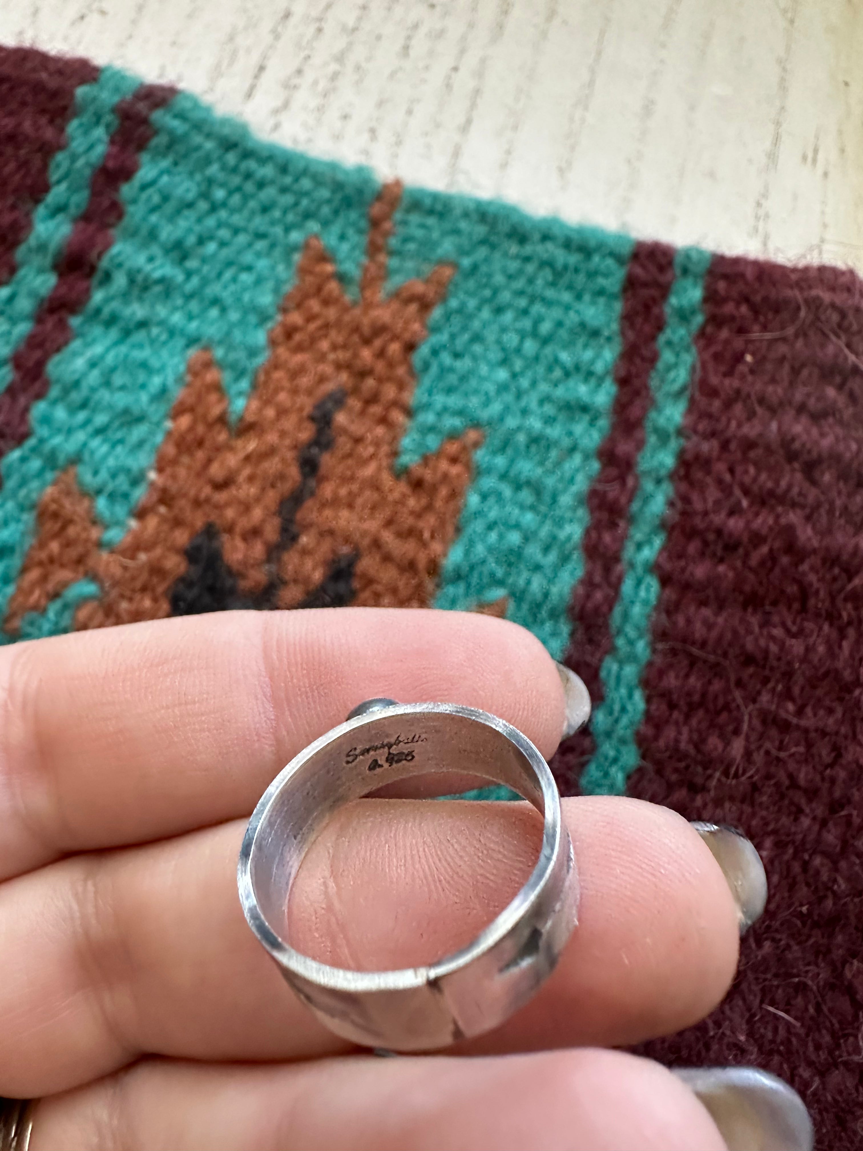 Handcrafted Sterling Silver & Pink Conch Single Stone Ring Signed