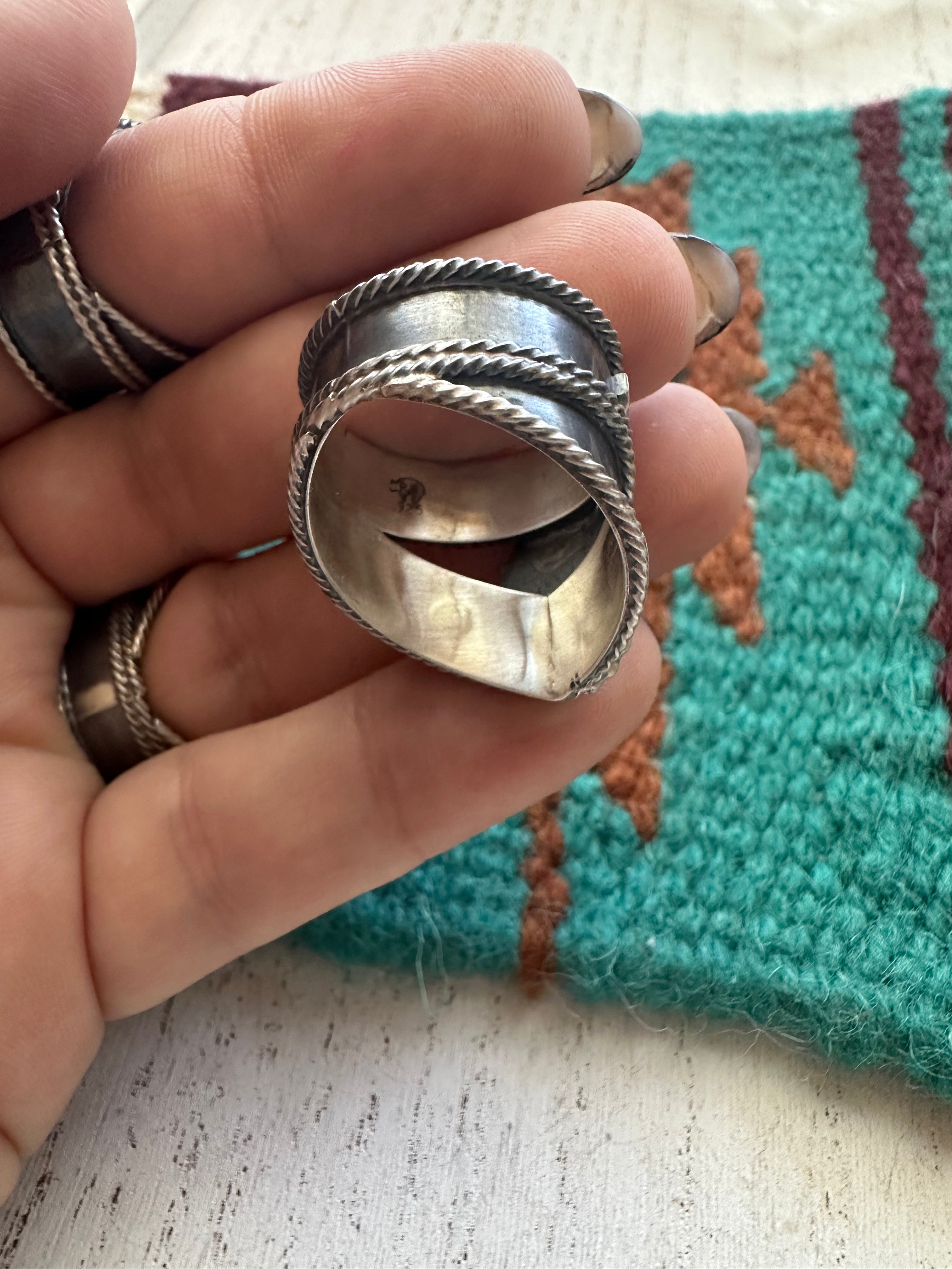 Handcrafted “Turquoise Crown” Sterling Silver & Turquoise Single Stone Ring Signed