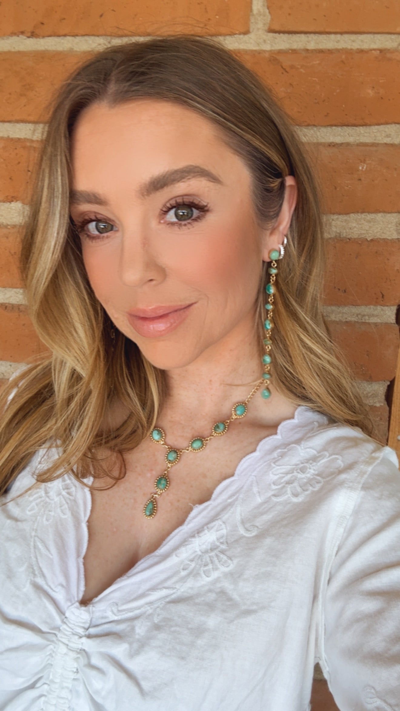 “The Golden Collection” Handmade Turquoise Gold Plated Lariat Necklace