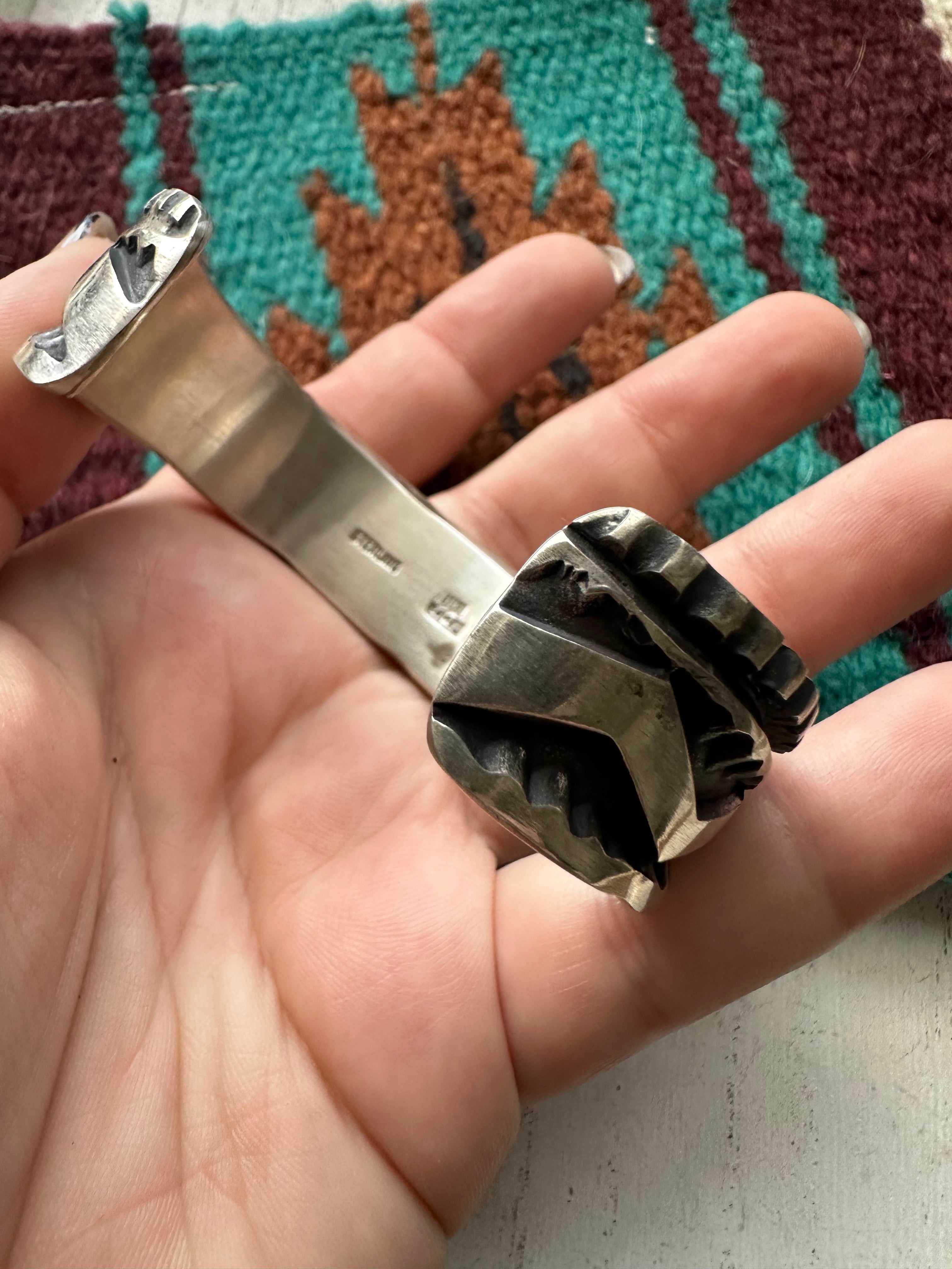 Elvira Bill Handcrafted Sterling Silver Cuff Bracelet Signed