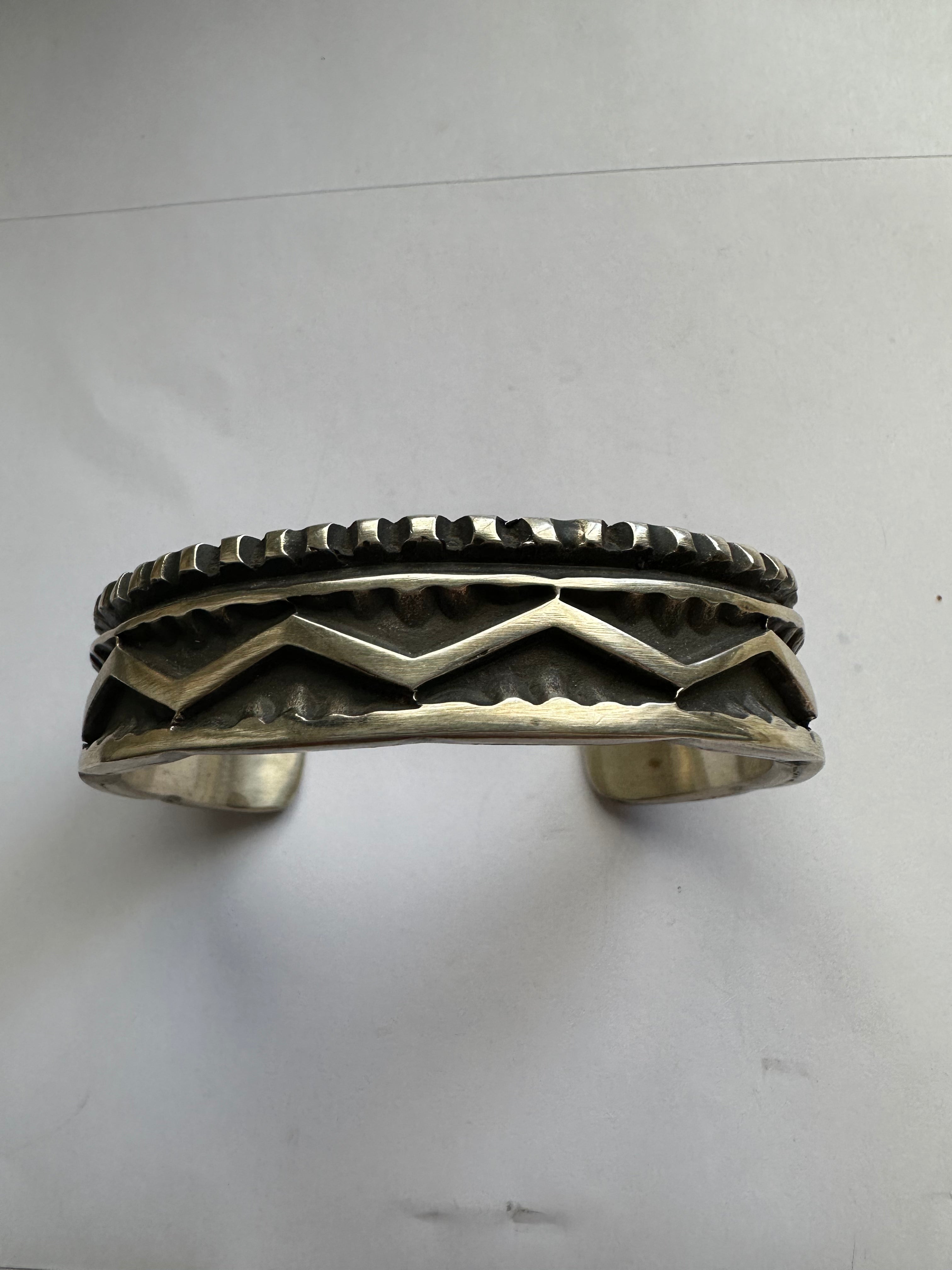 Elvira Bill Handcrafted Sterling Silver Cuff Bracelet Signed