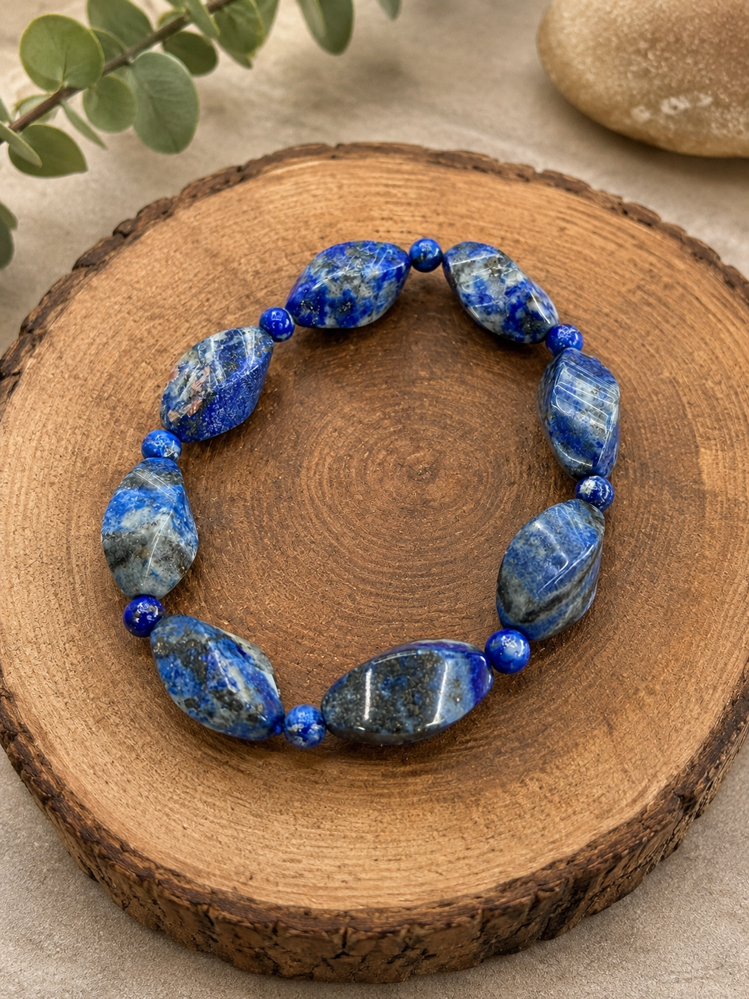 Lapis Beaded Stretch Bracelet