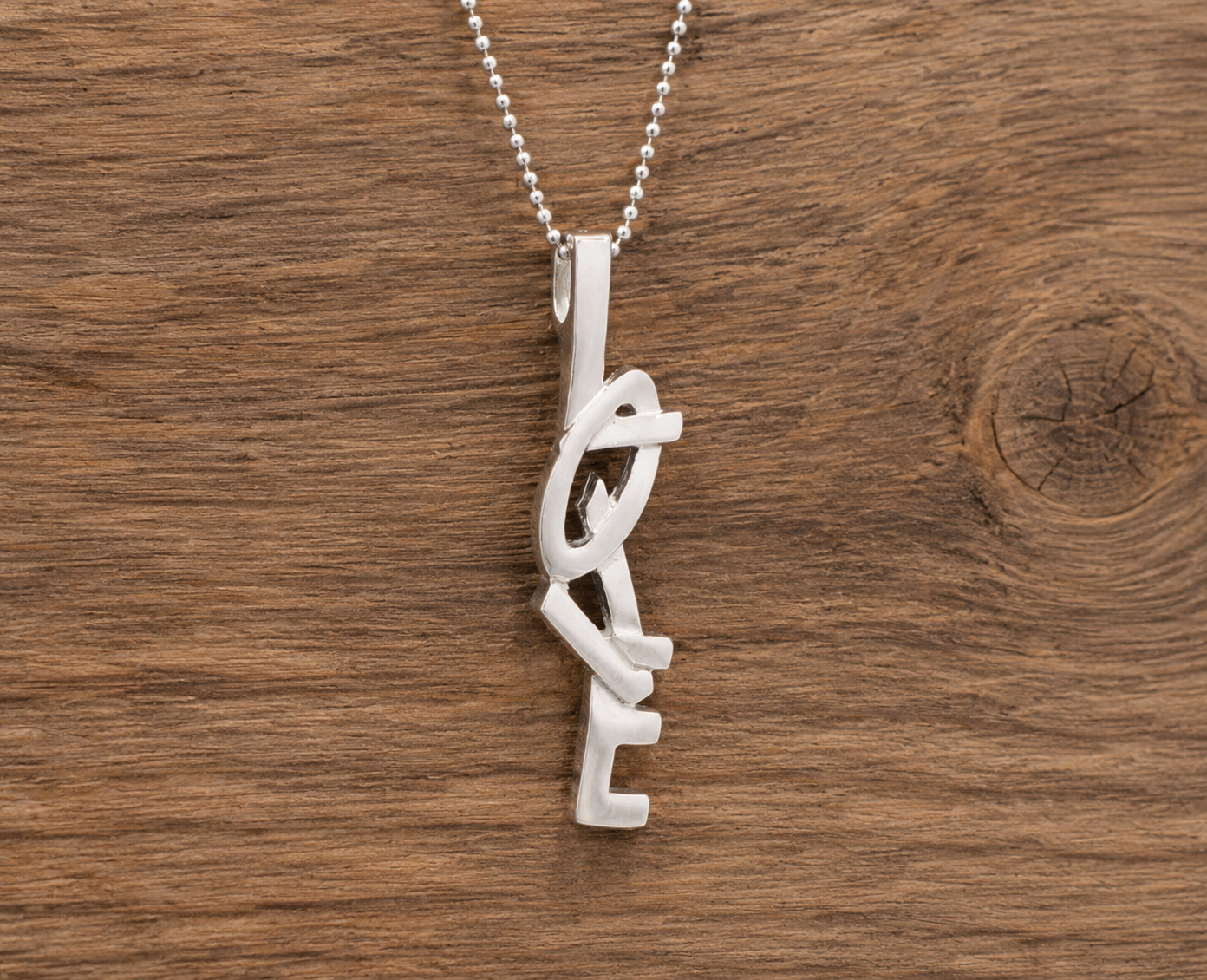 Love Pendant Sterling Silver Necklace
