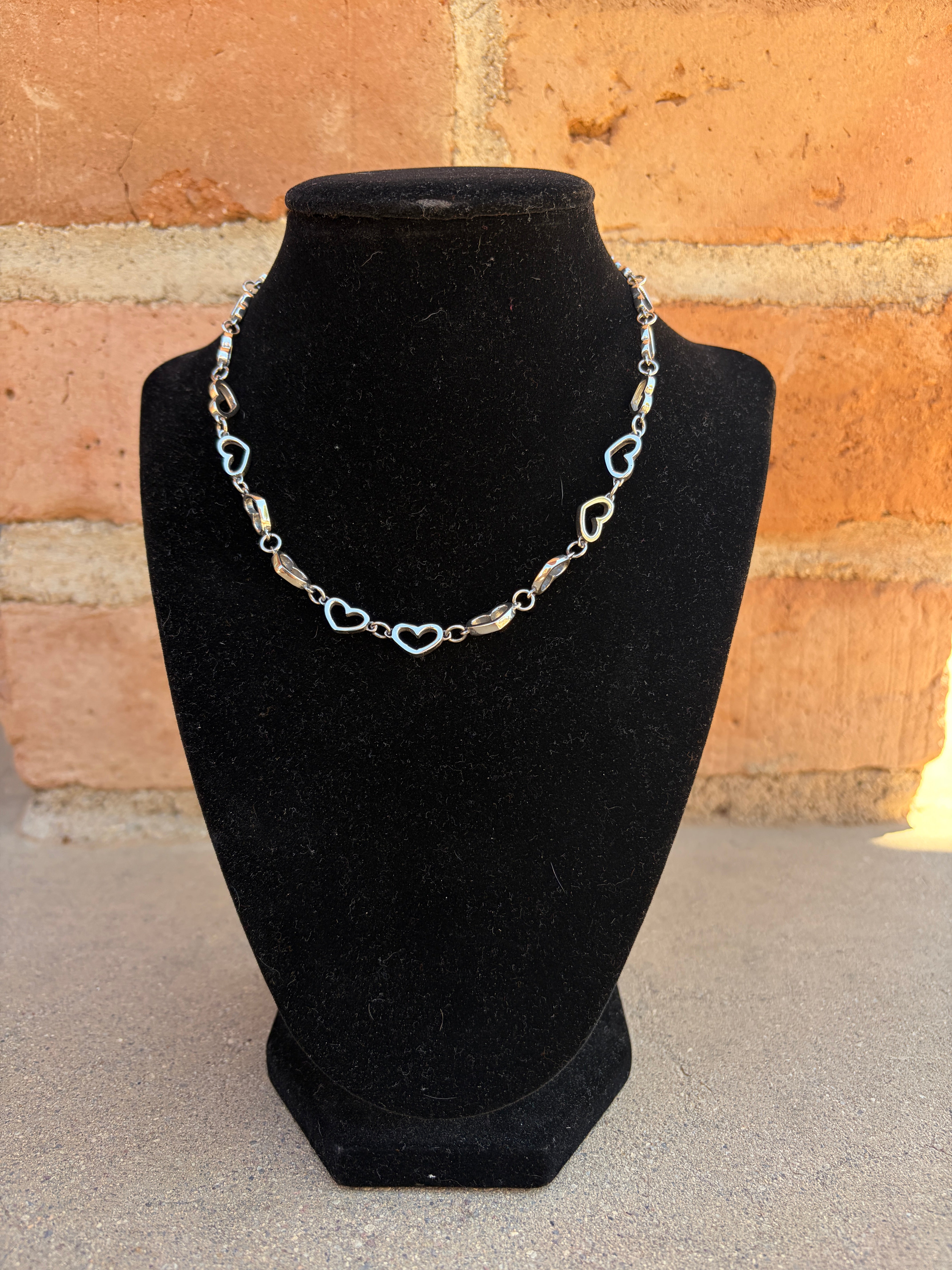 Handmade Sterling Silver Chain Heart Necklace