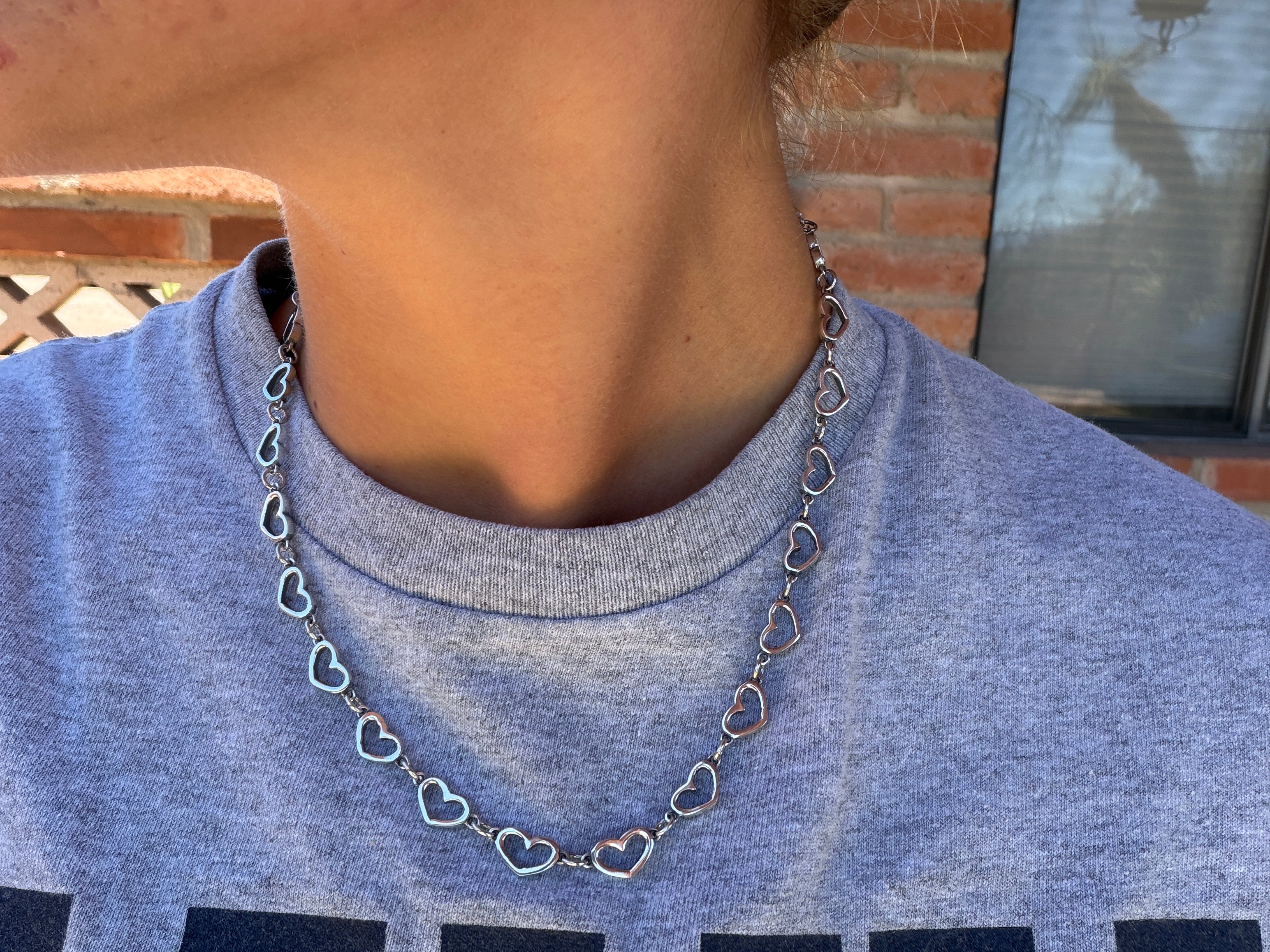 Handmade Sterling Silver Chain Heart Necklace