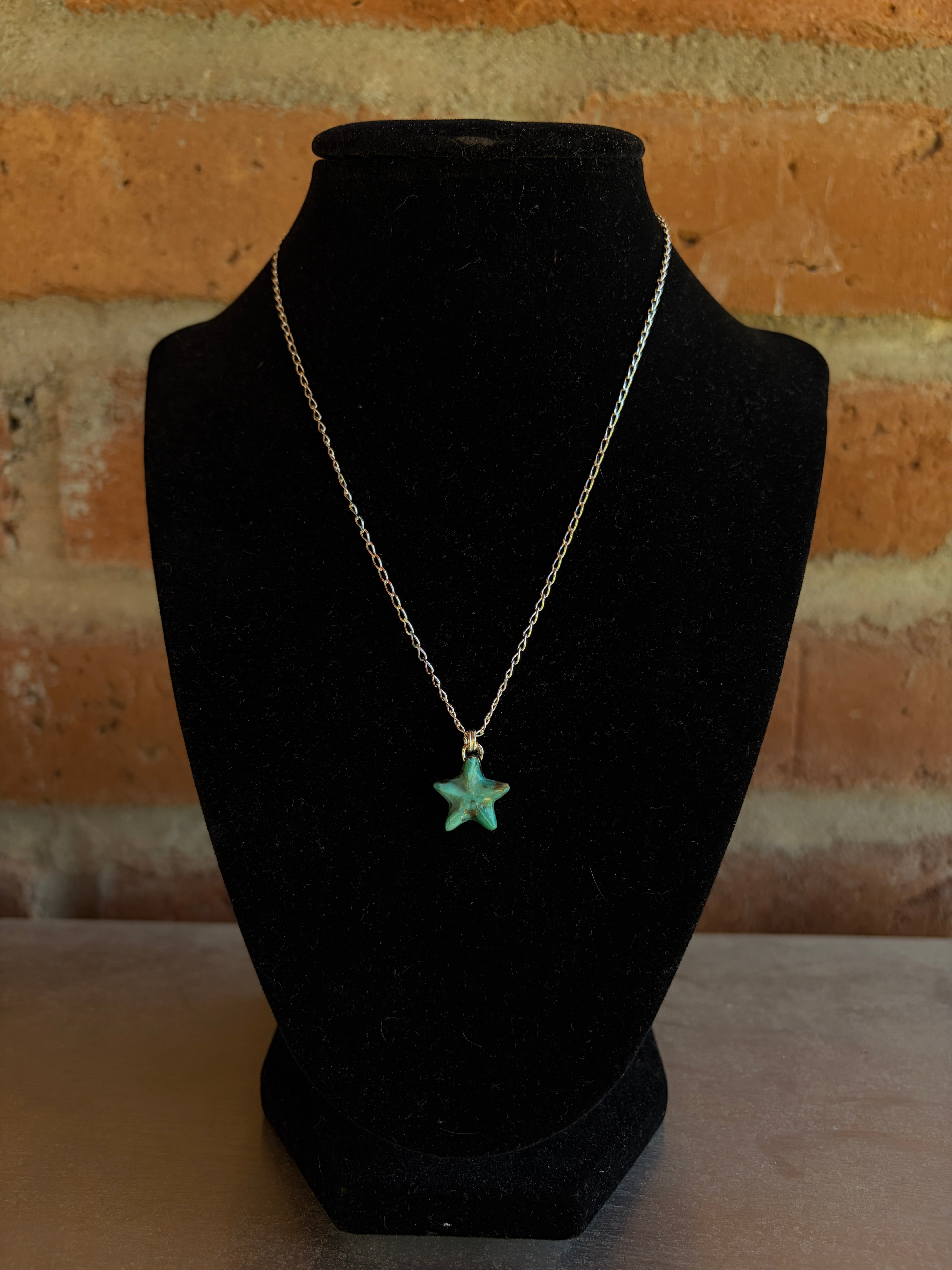 Handmade Sterling Silver and Turquoise Chain Star Necklace