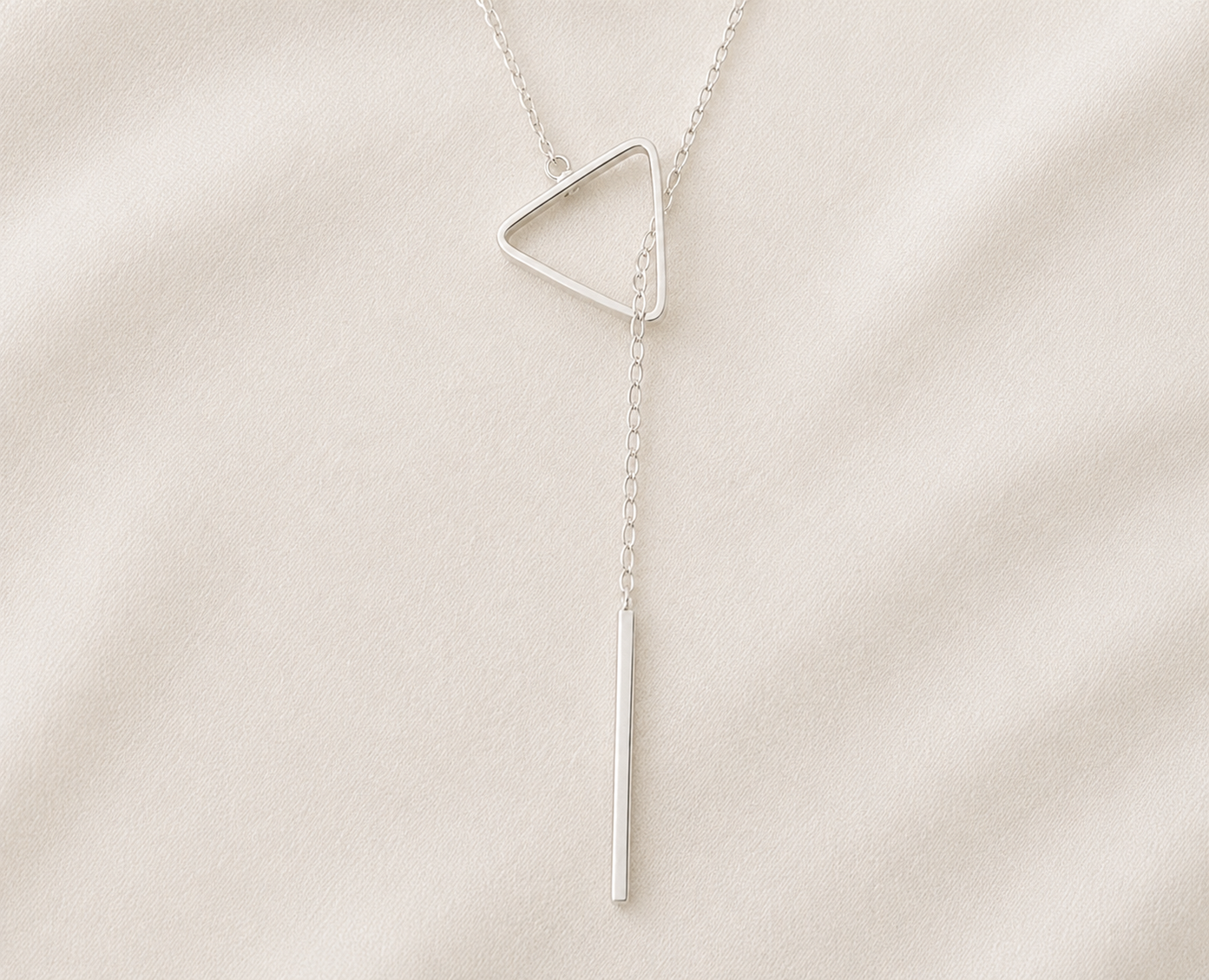 Pendulum Lariat with Triangle Finish Sterling Silver Necklace