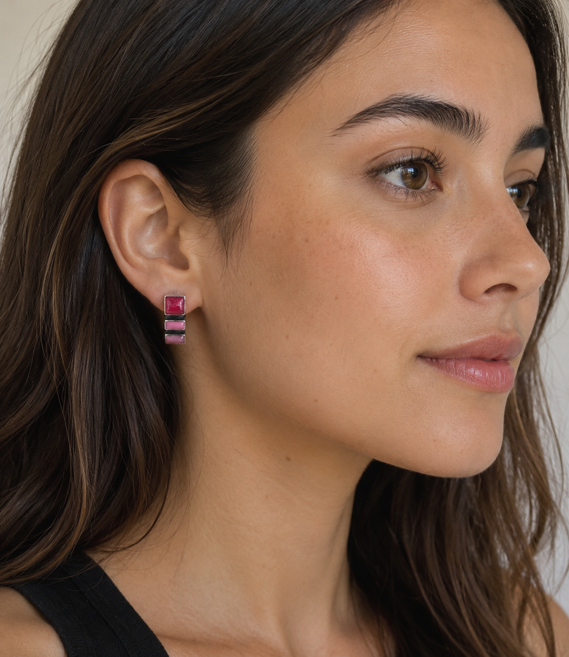 Rose Mosaic Sterling Silver Earrings