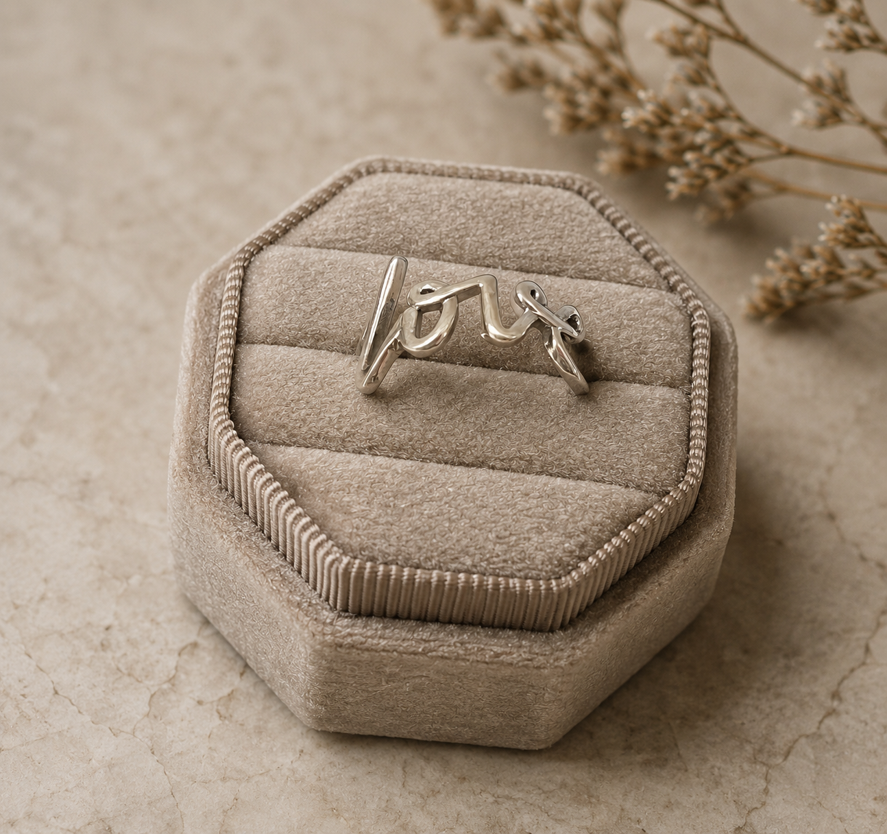 Cursive Love Sterling Silver Ring