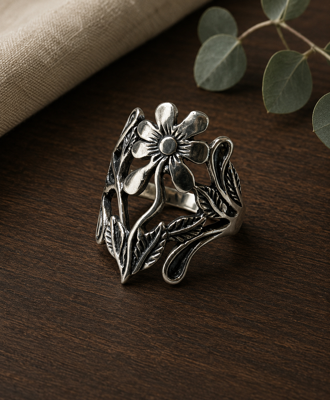 Rising Flower Sterling Silver Ring