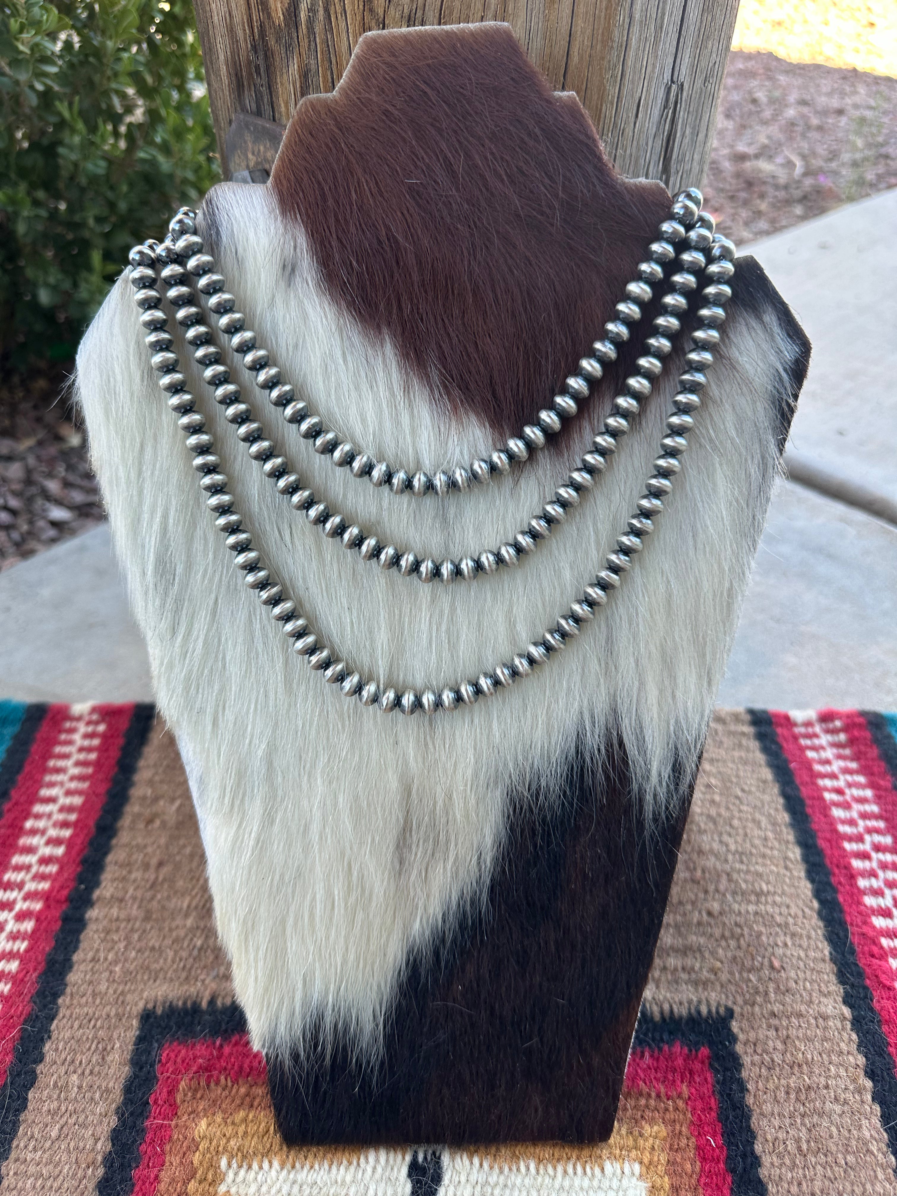 Handcrafted Sterling Silver Saucer 6mm Beaded Necklace