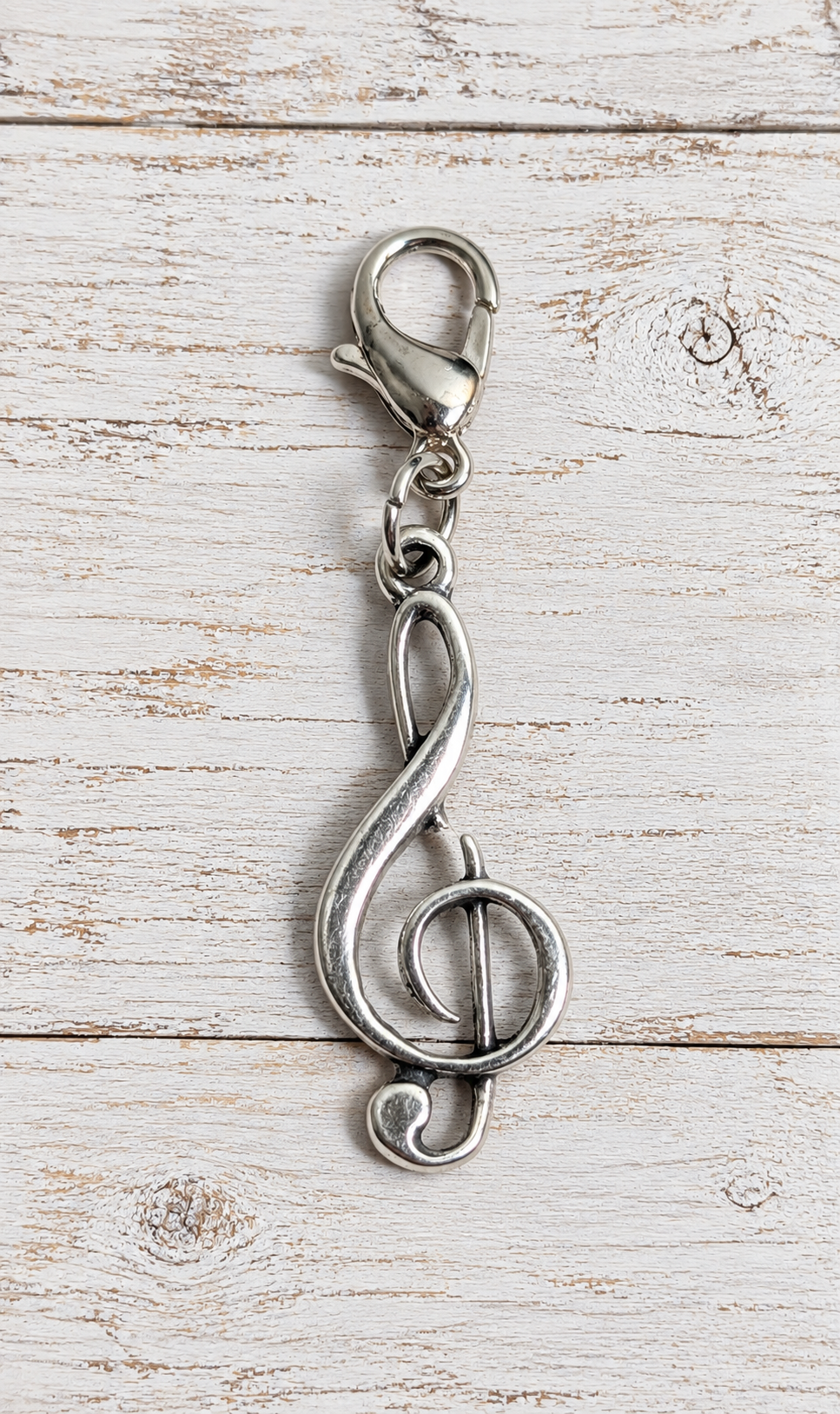 Handcrafted Treble Clef Music Note Charm Sterling Silver