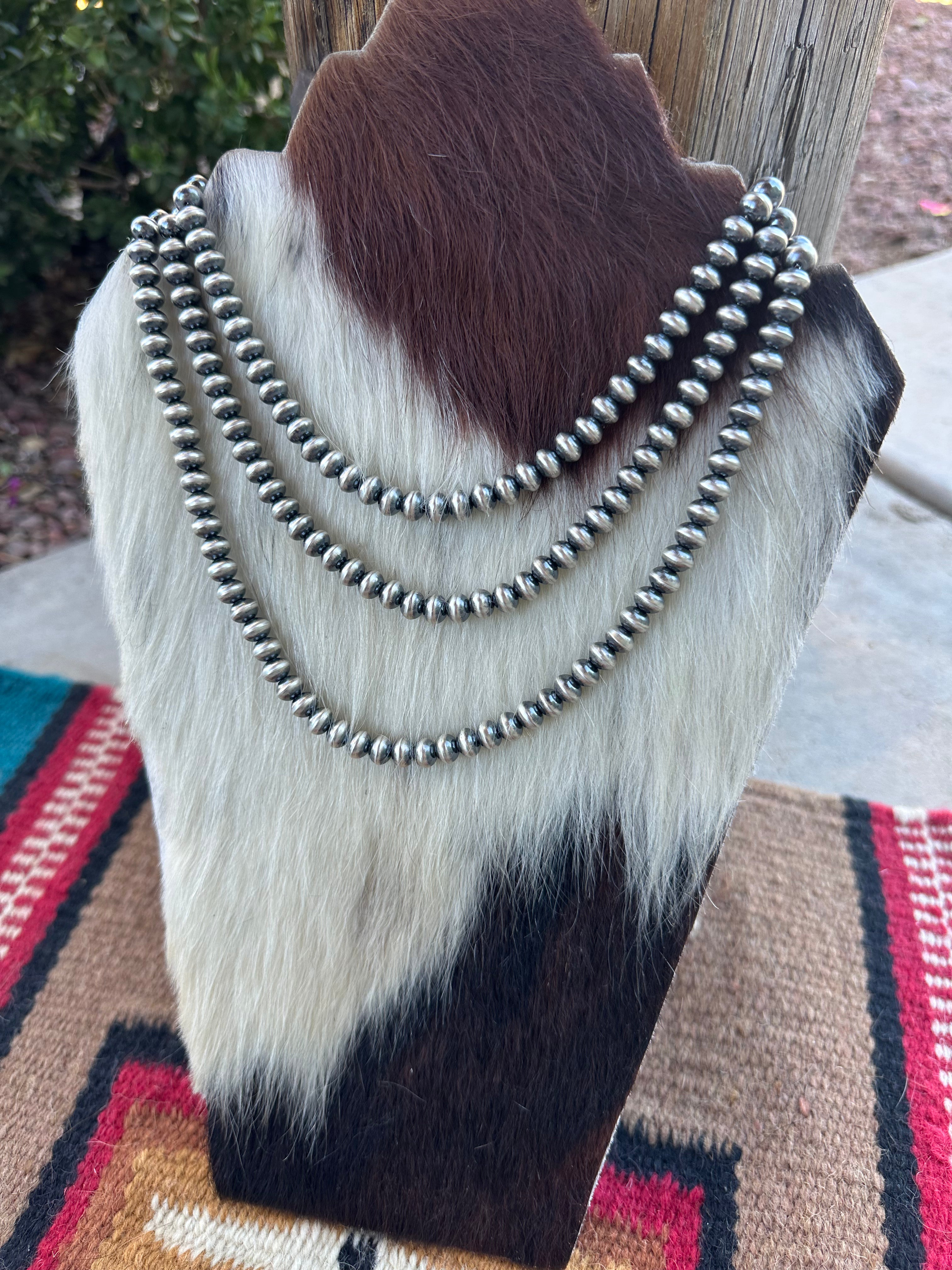Handcrafted Sterling Silver Saucer 6mm Beaded Necklace