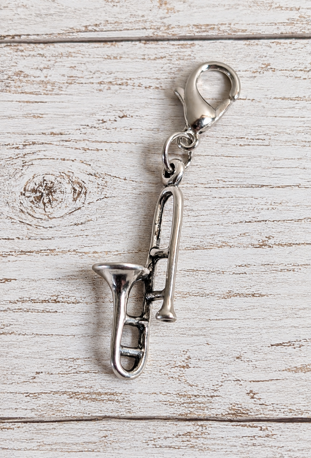 Handcrafted Trombone Musical Instrument Charm Sterling Silver