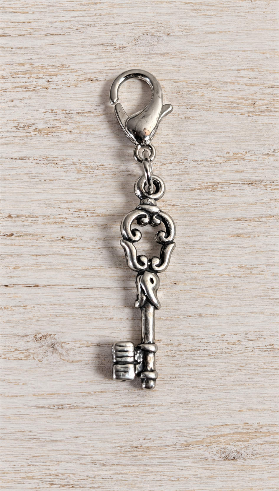 Handcrafted Ornate Key Charm Sterling Silver