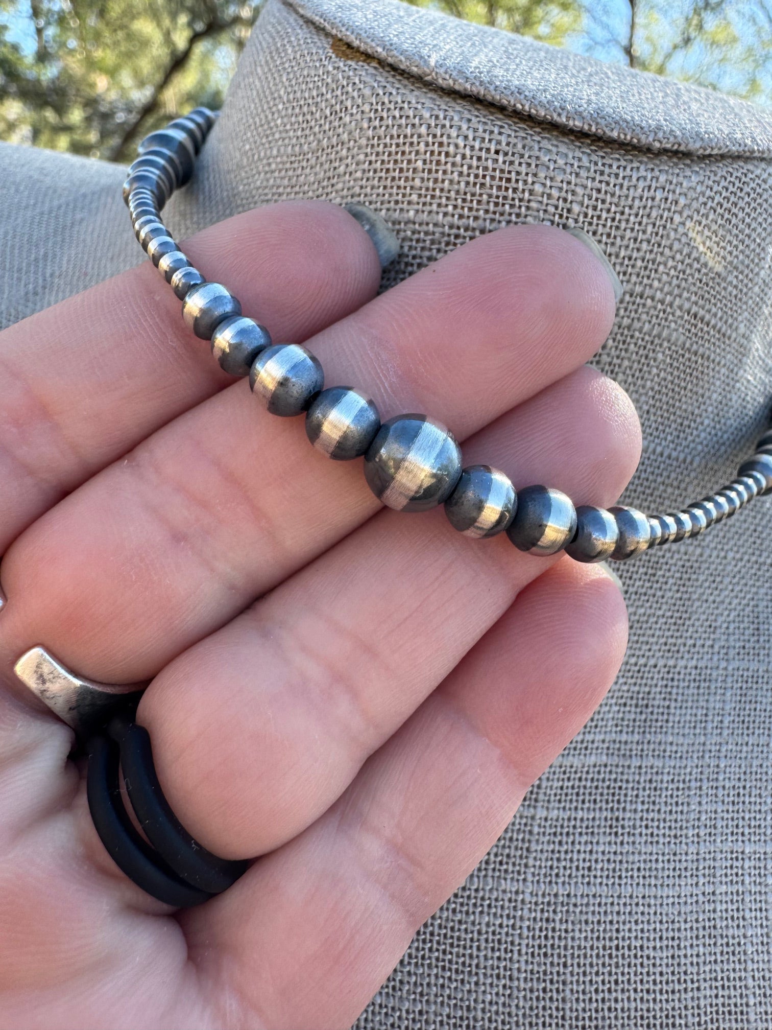 Handcrafted Sterling Silver Pearl Beaded 3-8mm Necklace