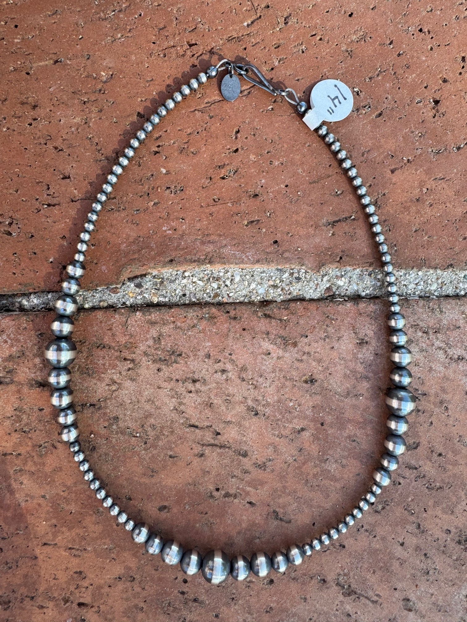 Handcrafted Sterling Silver Pearl Beaded 3-8mm Necklace