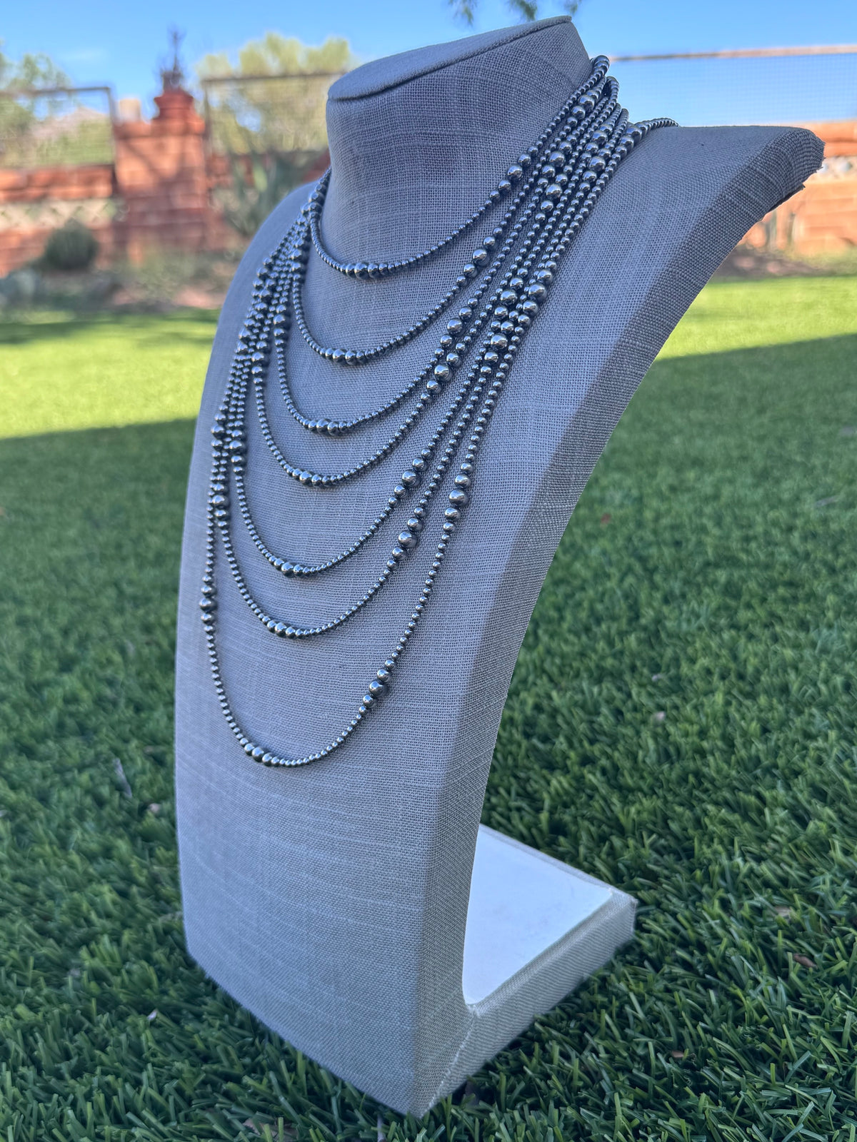 Handcrafted Sterling Silver Pearl 3-6mm Beaded Necklace