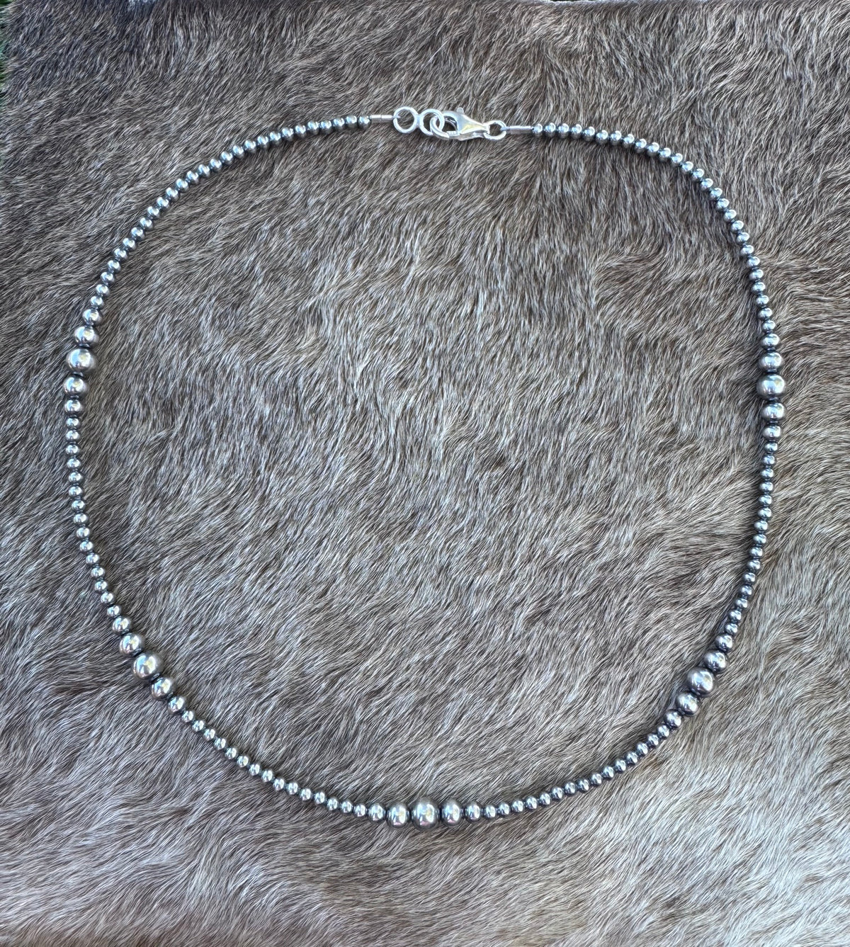 Handcrafted Sterling Silver Pearl 3-6mm Beaded Necklace