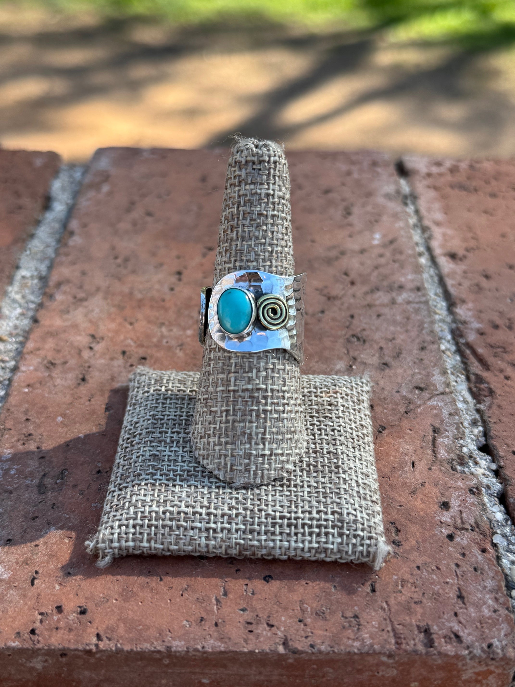 Paige Wallace Turquoise & Sterling Silver Adjustable Ring