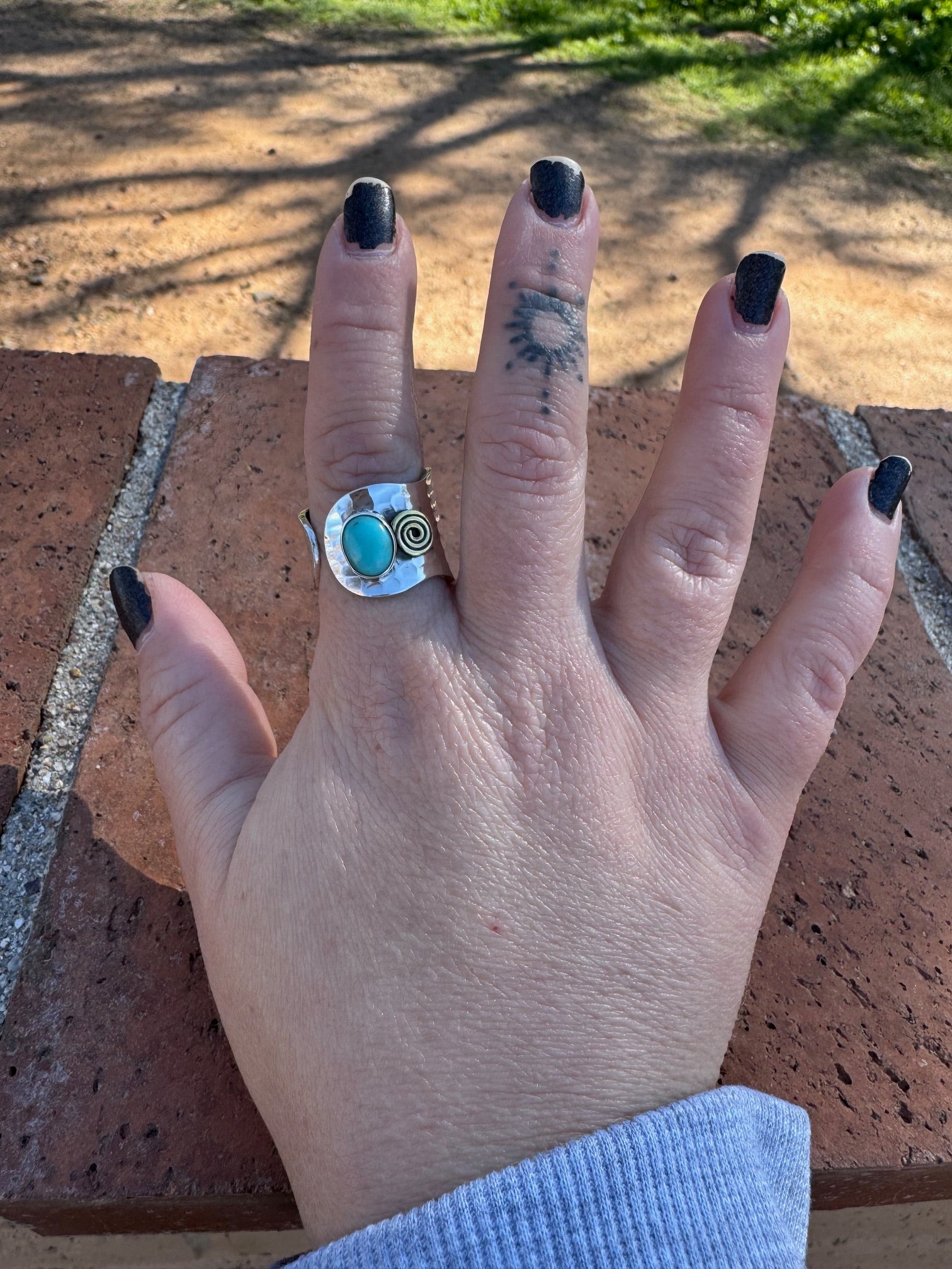 Paige Wallace Turquoise & Sterling Silver Adjustable Ring