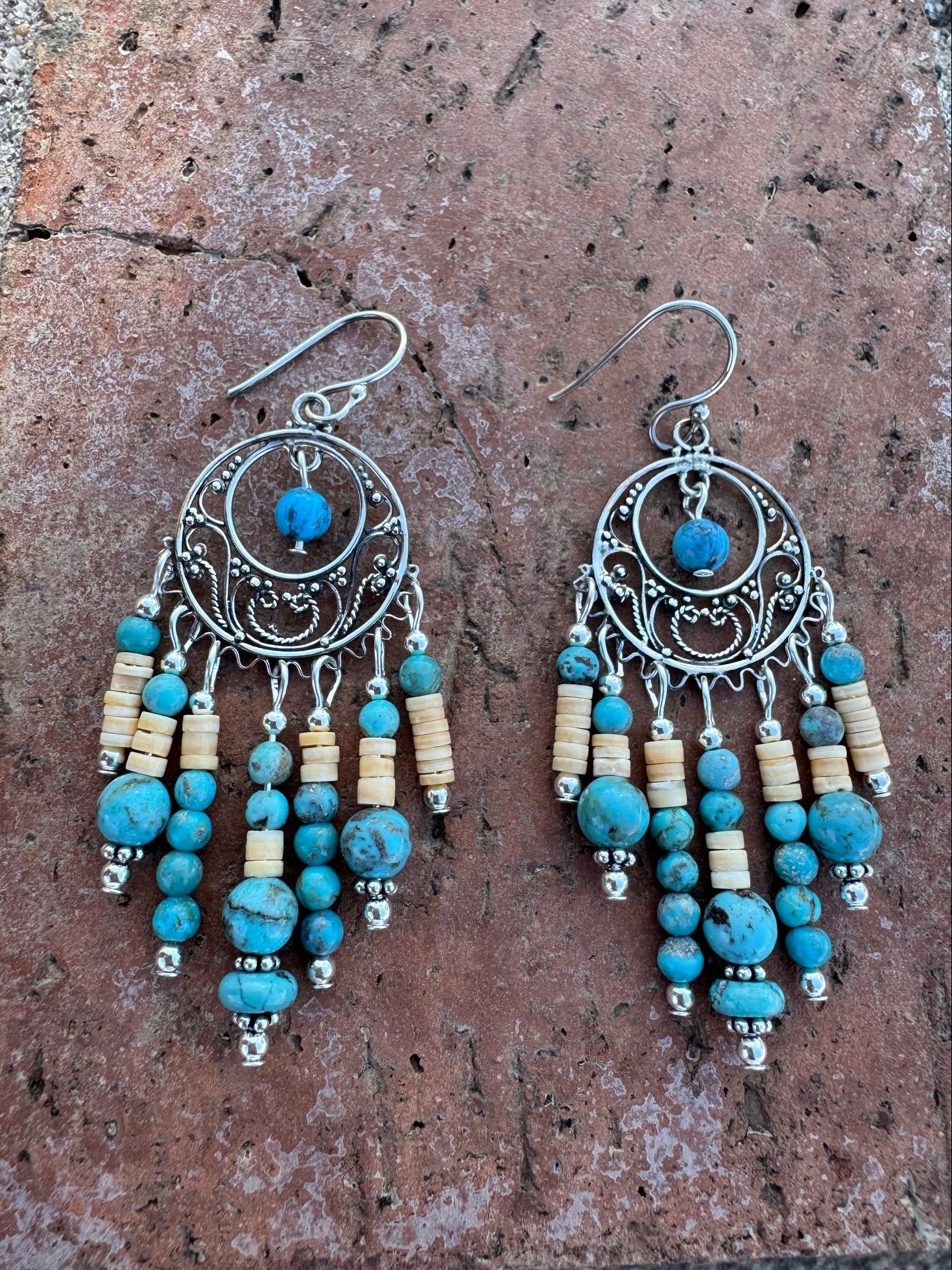 Paige Wallace Sterling Silver & Heishi Turquoise Wire Earrings