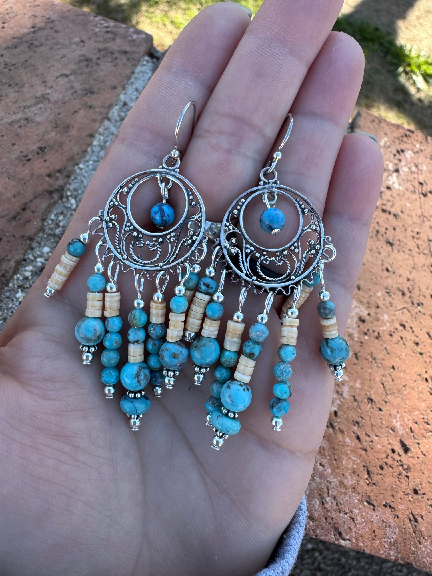 Paige Wallace Sterling Silver & Heishi Turquoise Wire Earrings
