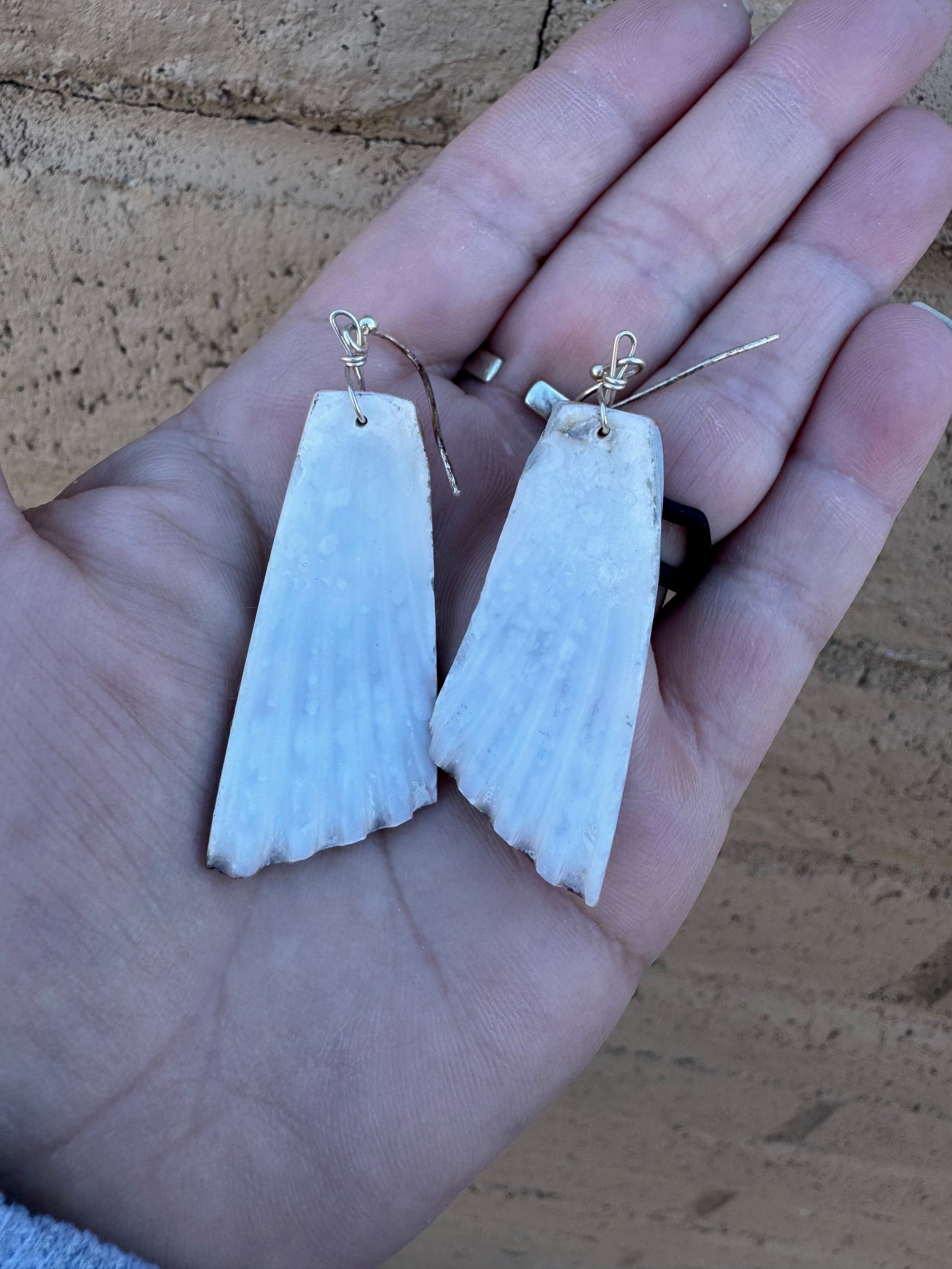 Handcrafted Red Spiny Inlay & Shell Dangle Earrings