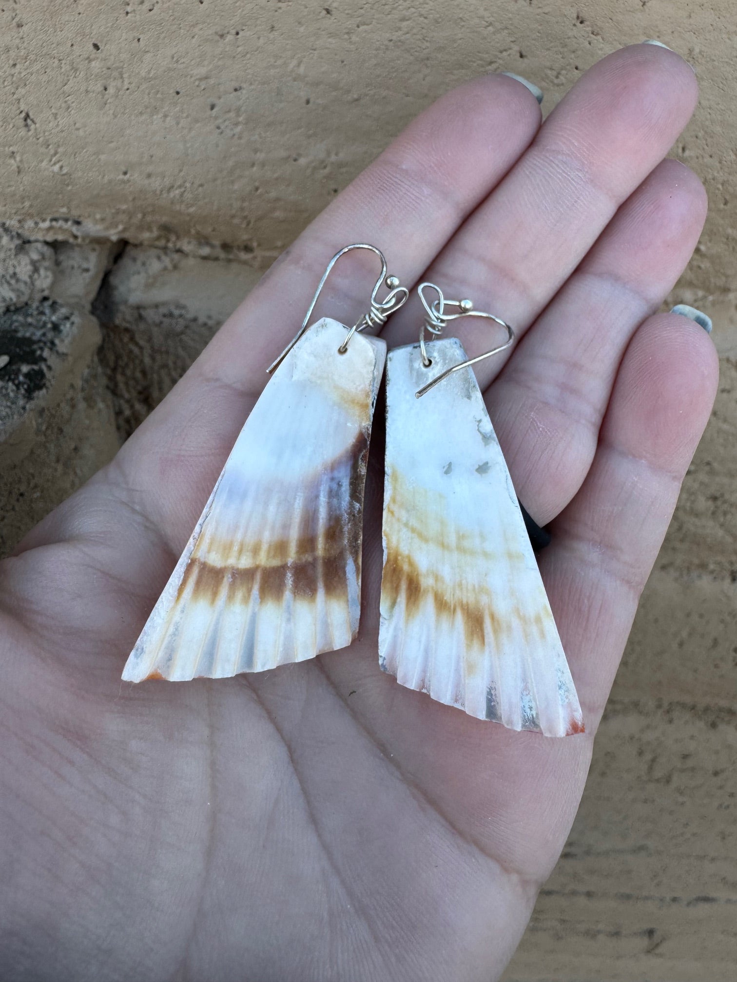Handcrafted Multi Stone Inlay & Shell Dangle Earrings