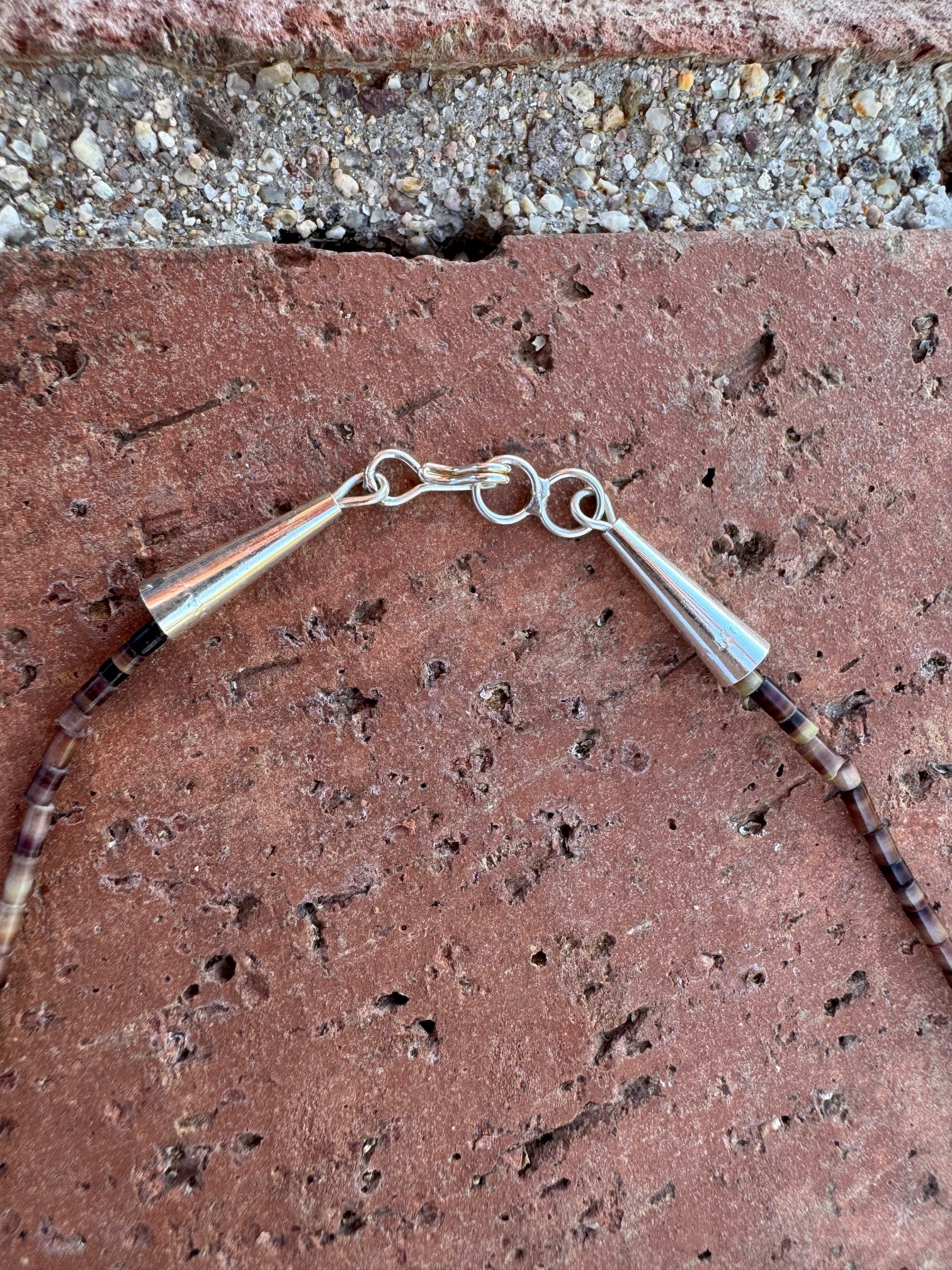 Handcrafted Sterling Silver & Beaded Frog Fetish Necklace 33"