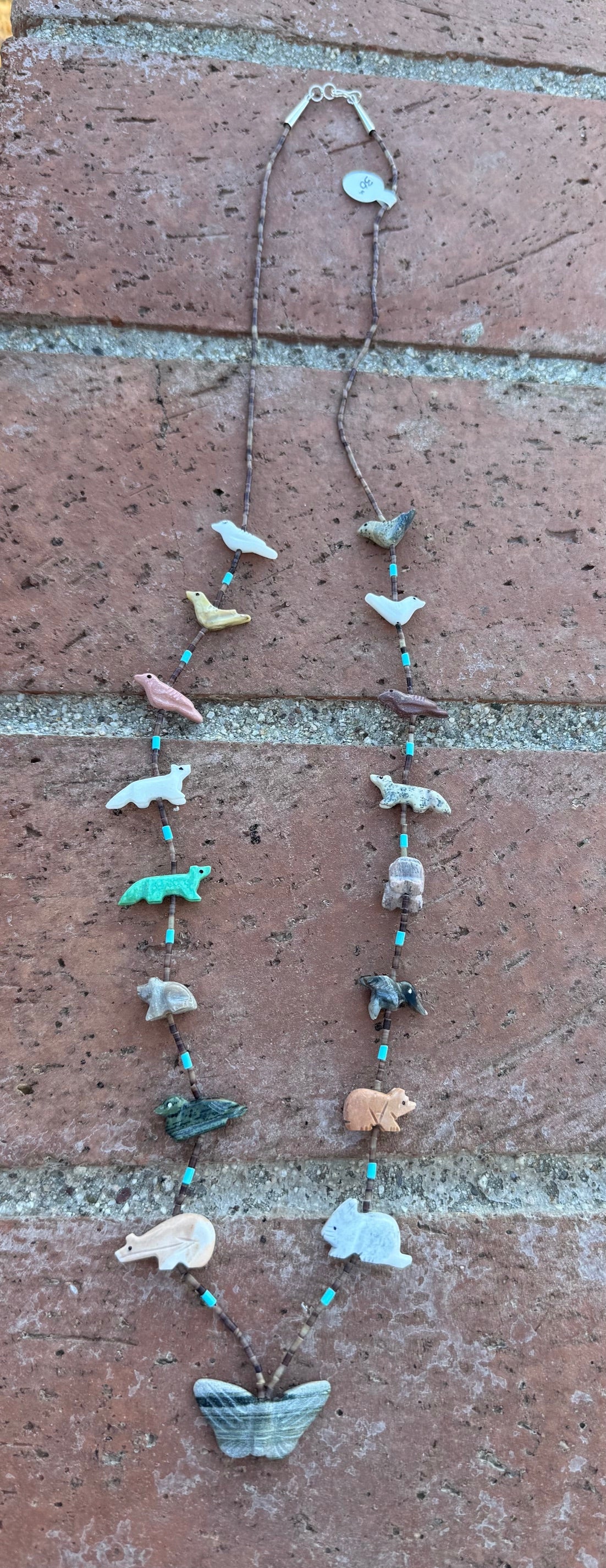 Handcrafted Sterling Silver & Beaded Fetish Necklace 30"