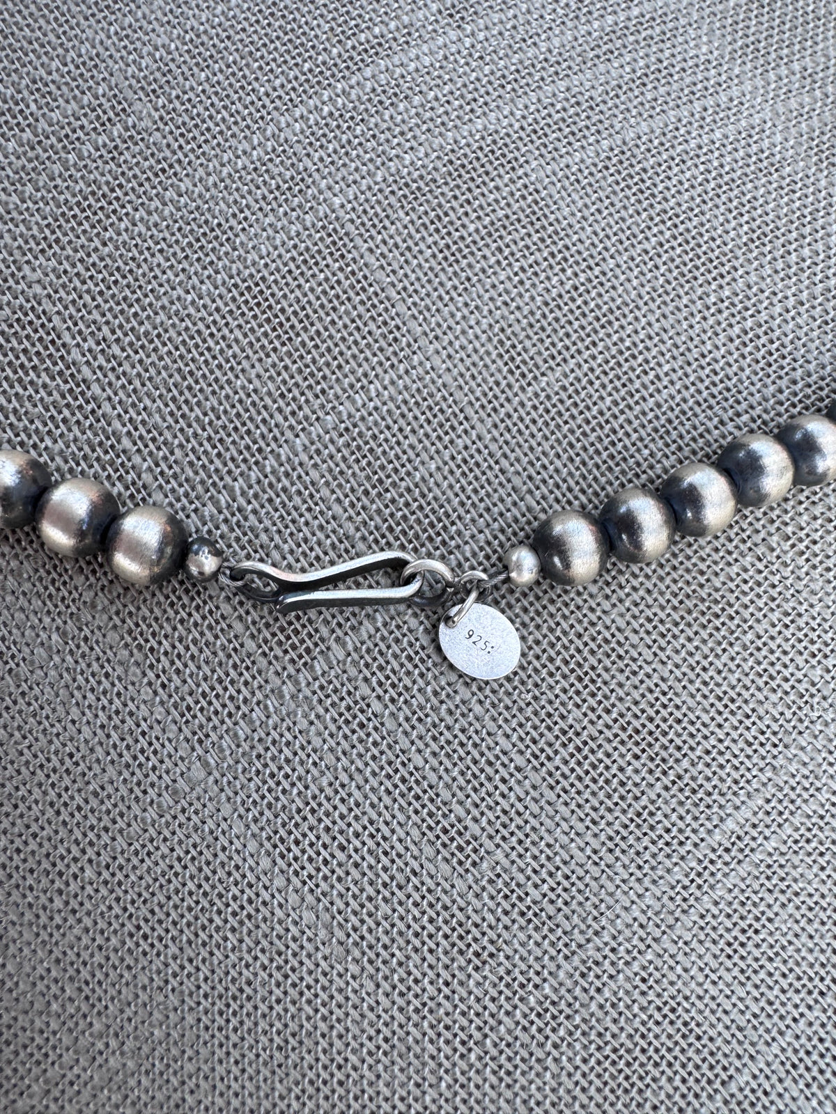 Handcrafted White Buffalo & Sterling Silver Pearl 20” Beaded Necklace