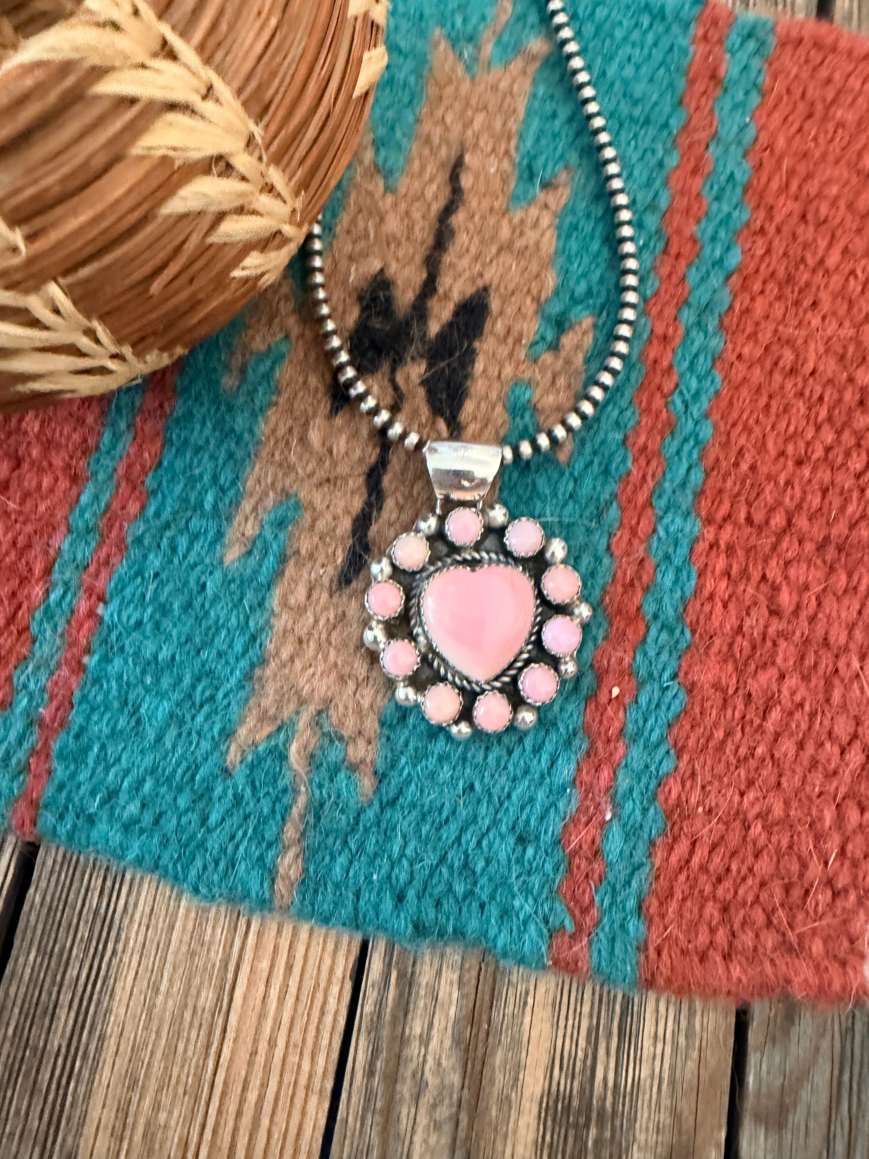Handcrafted Sterling Silver & Queen Pink Conch Heart Pendant by Robert Shakey