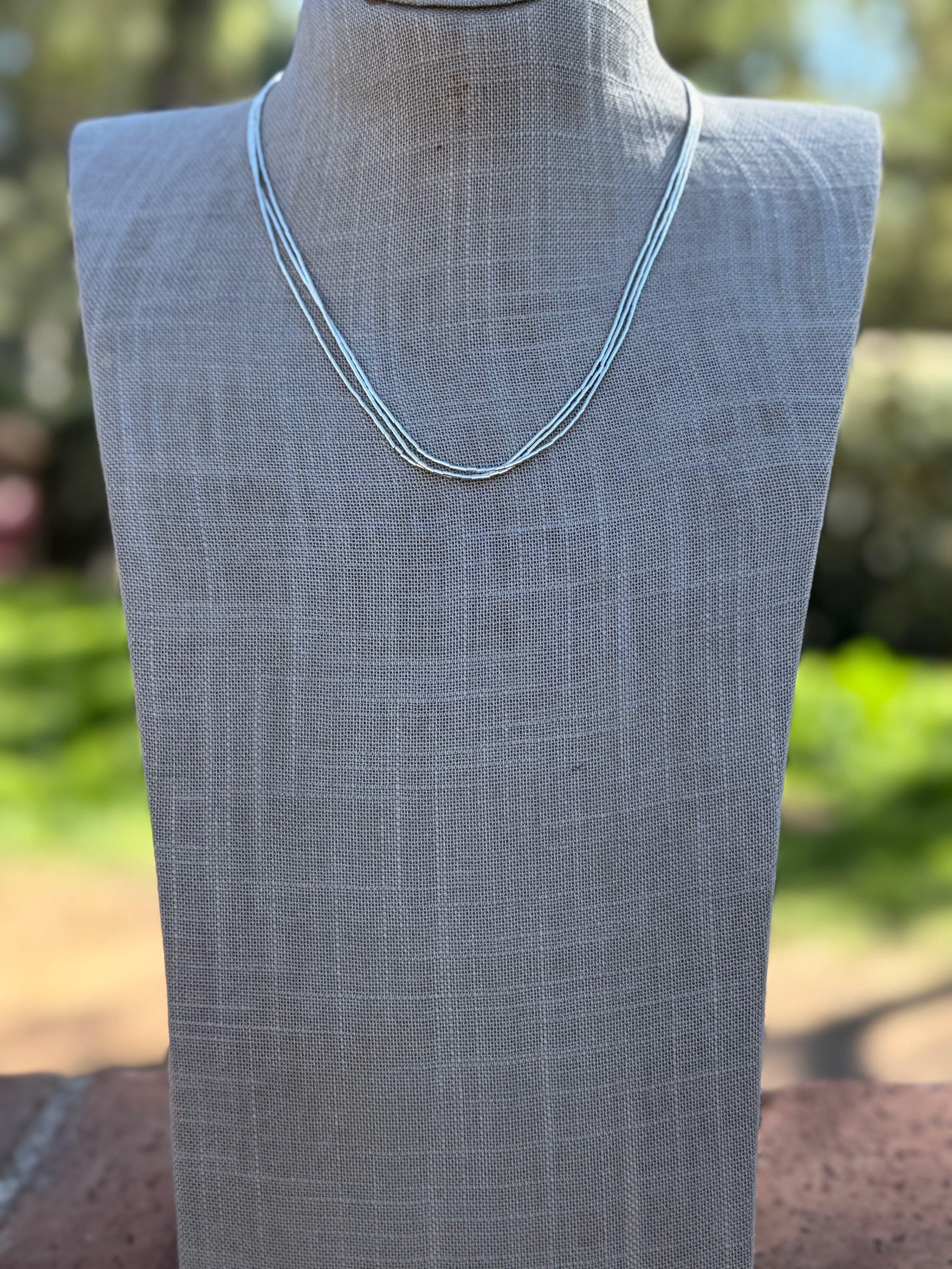 Handmade Liquid Silver Sterling Silver 3 Strand Necklace 18"