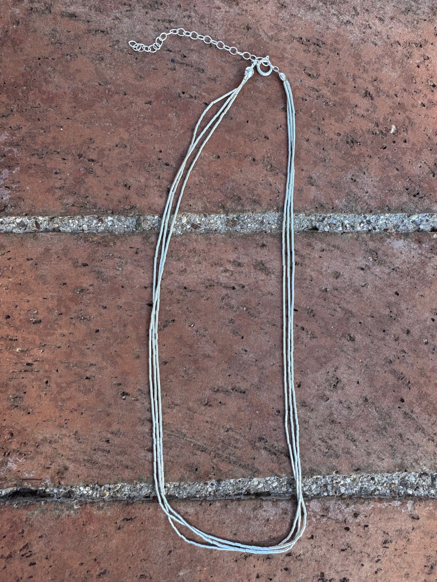 Handmade Liquid Silver Sterling Silver 3 Strand Necklace 18"