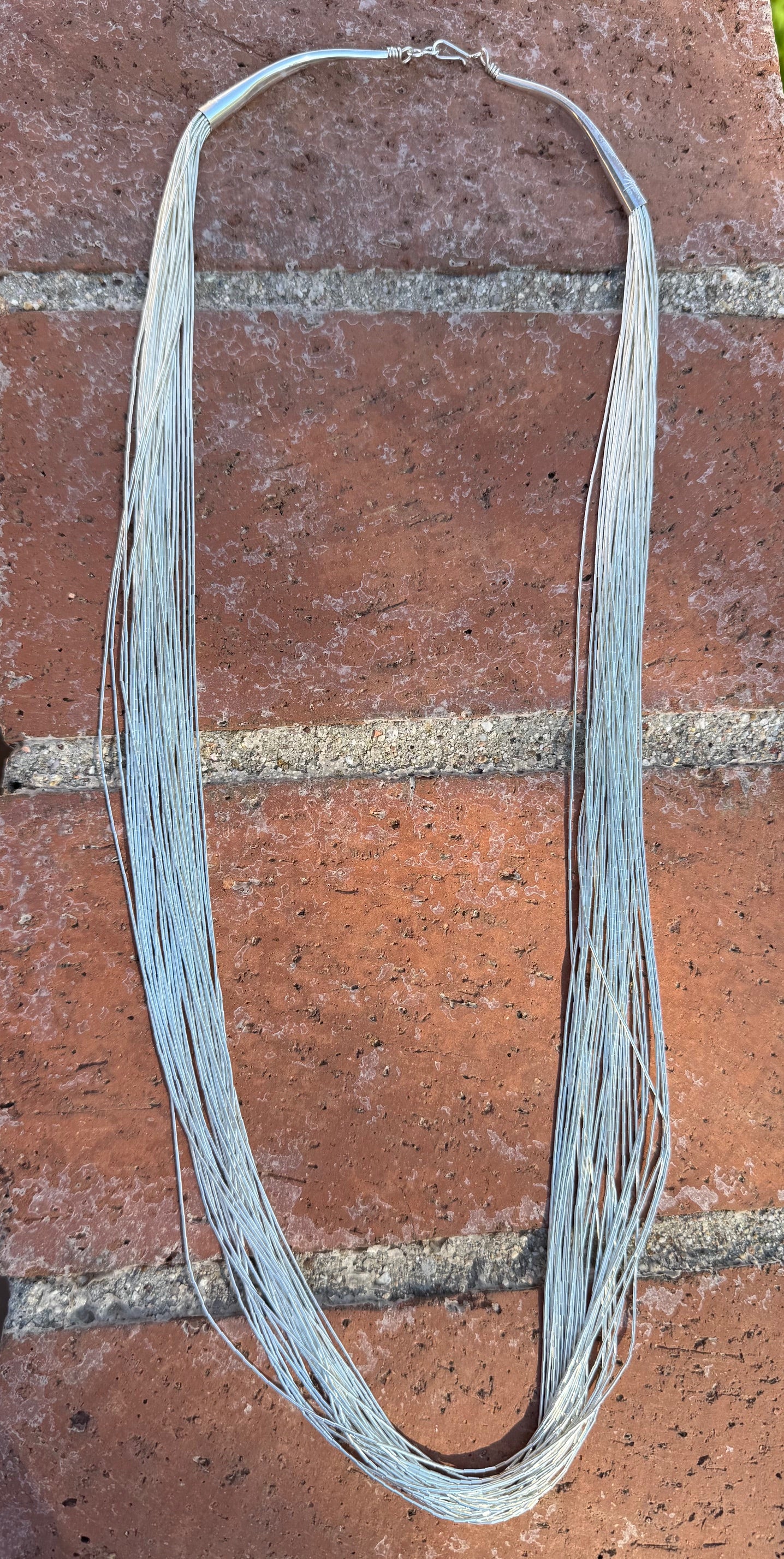 Handmade Liquid Silver Sterling Silver 30 Strand Necklace 30"