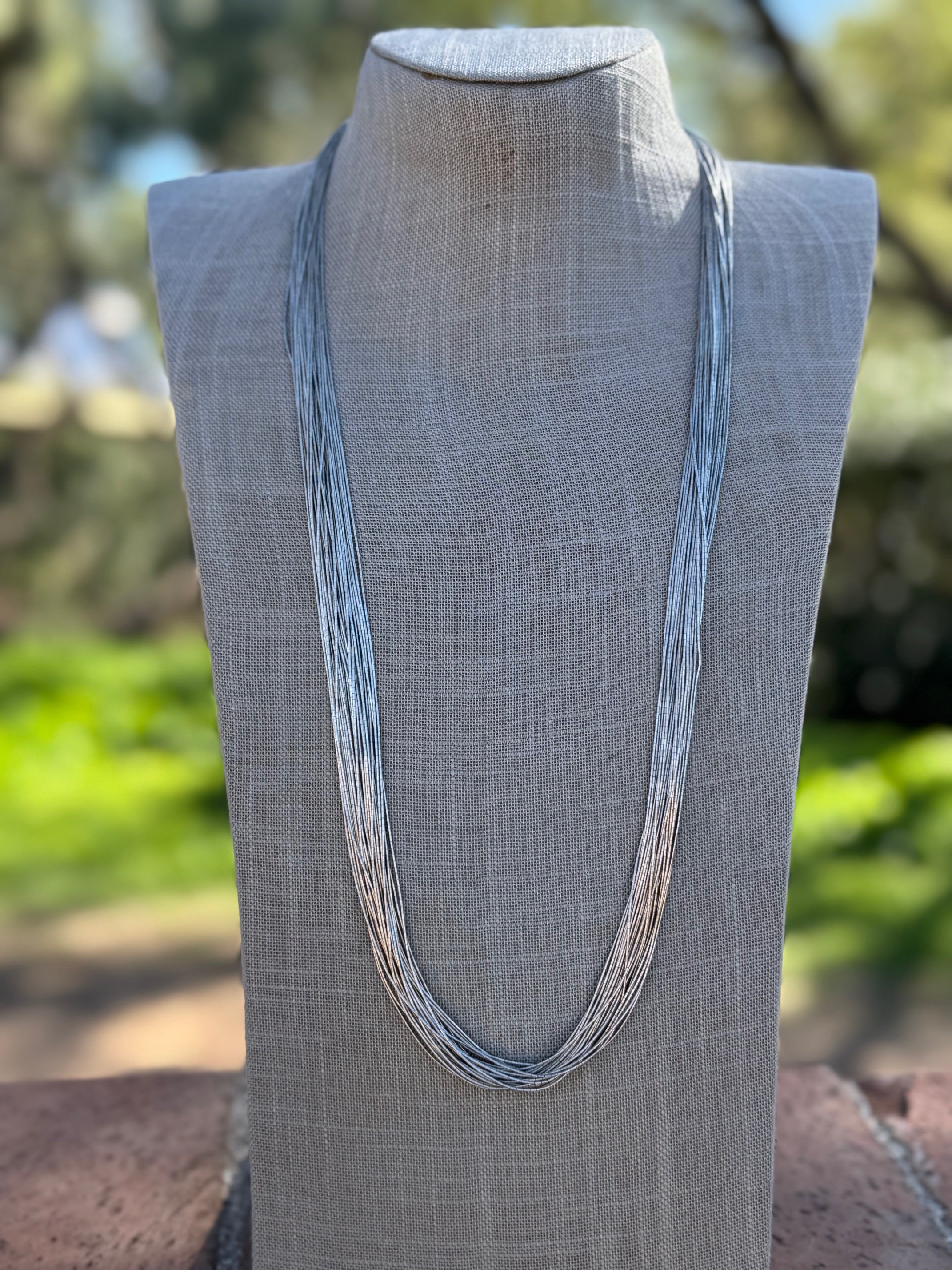 Handmade Liquid Silver Sterling Silver 30 Strand Necklace 30"